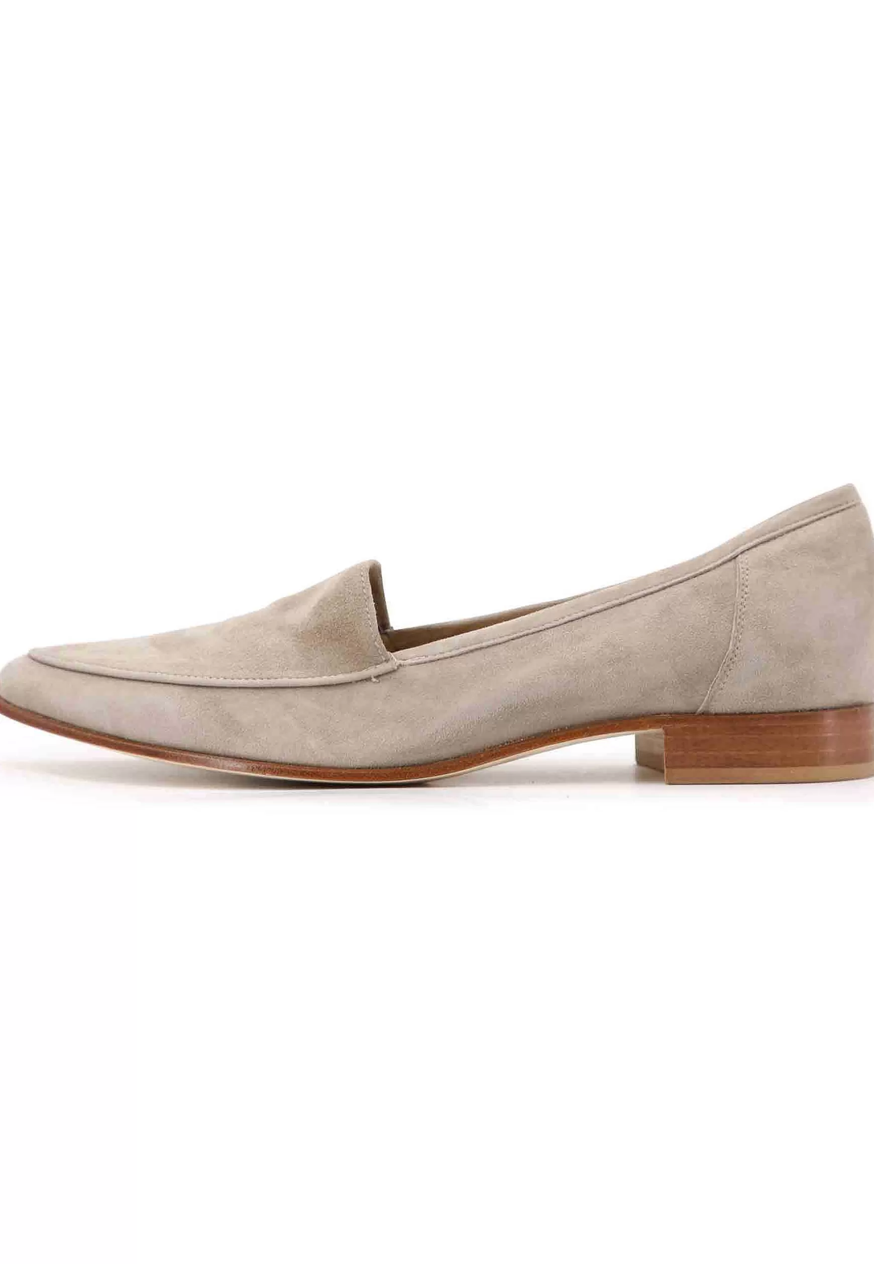 Mocassini Donna In Camoscio Grigio Con Con Tacco Basso In Cuoio*L Hot