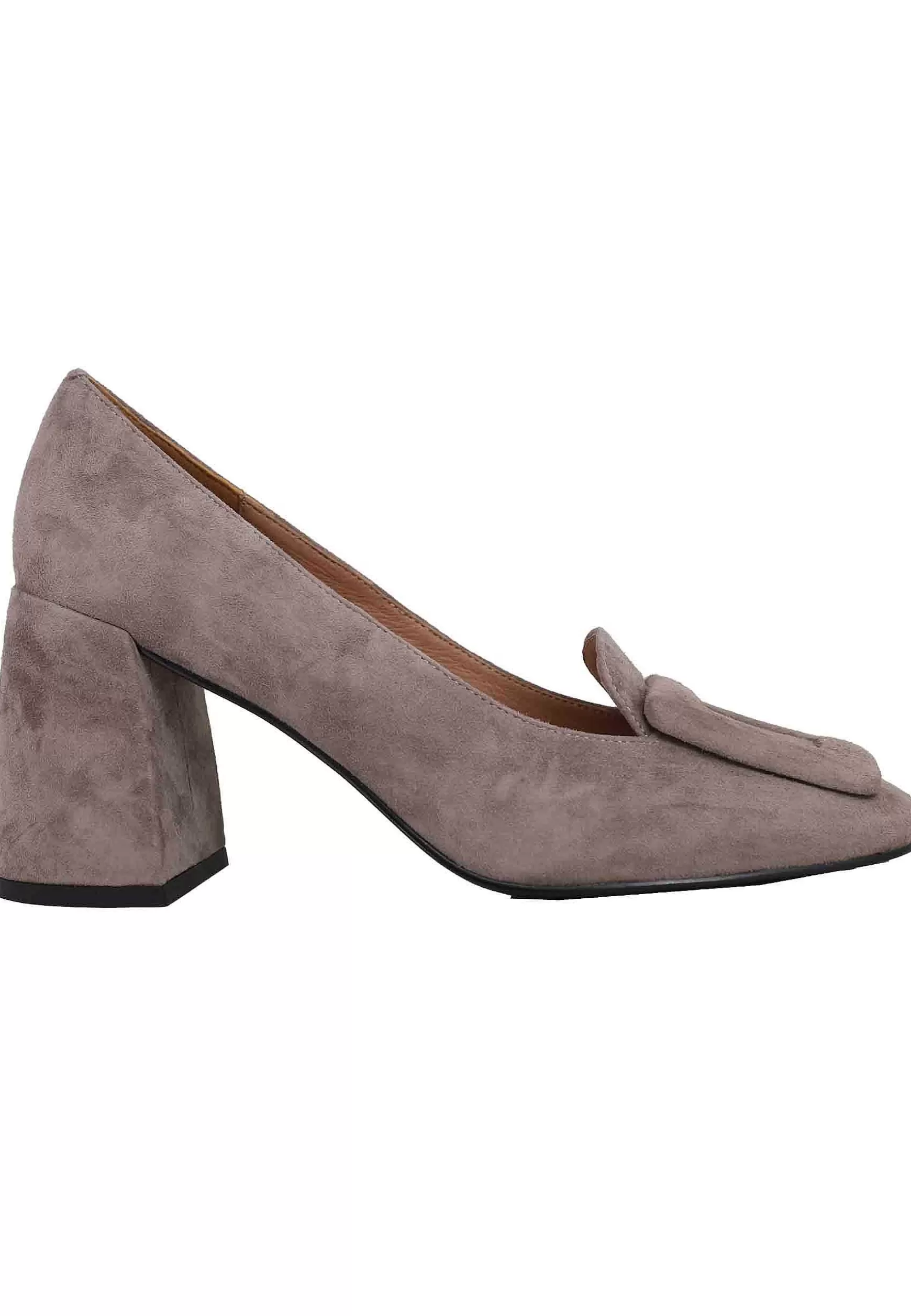 Mocassini Donna In Camoscio Grigio Con Punta Quadra E Fibbia In Tinta Marla*Bibi Lou Outlet
