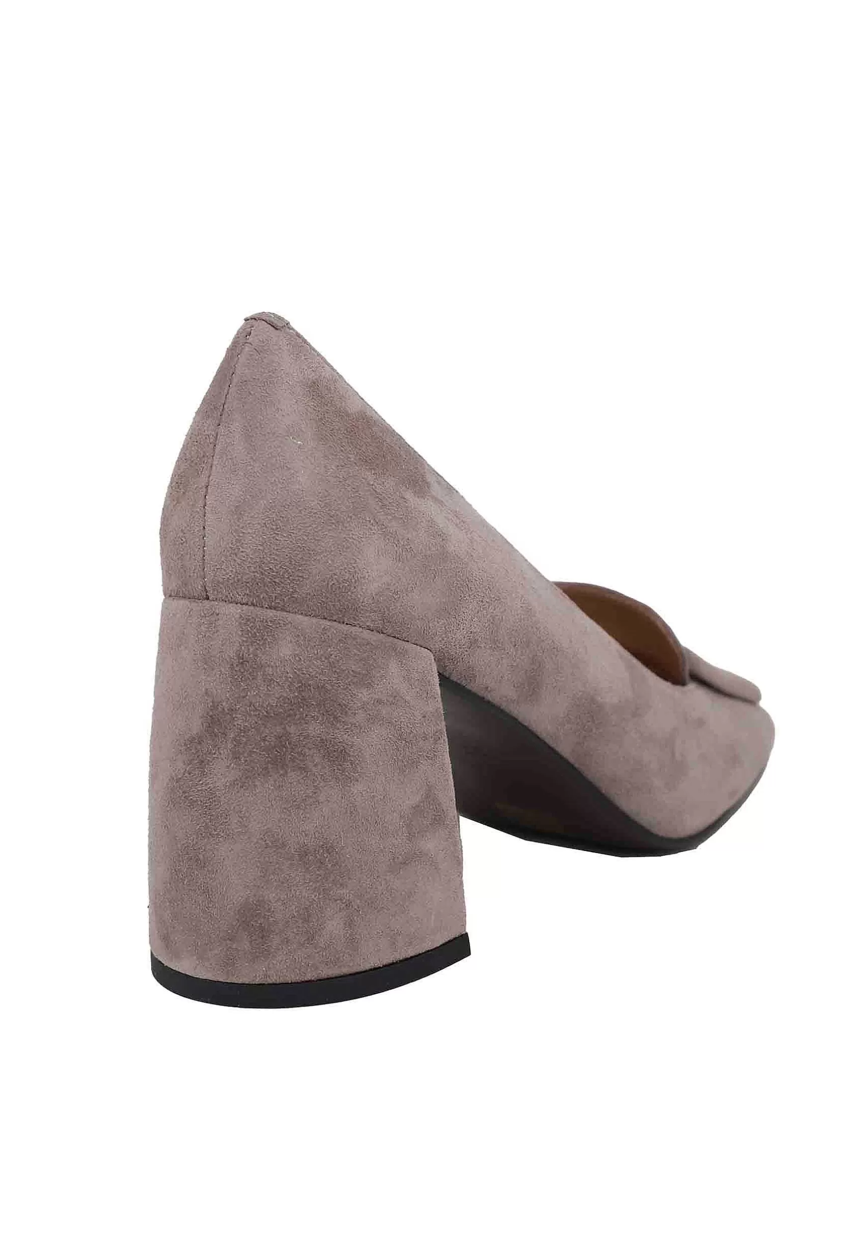 Mocassini Donna In Camoscio Grigio Con Punta Quadra E Fibbia In Tinta Marla*Bibi Lou Outlet