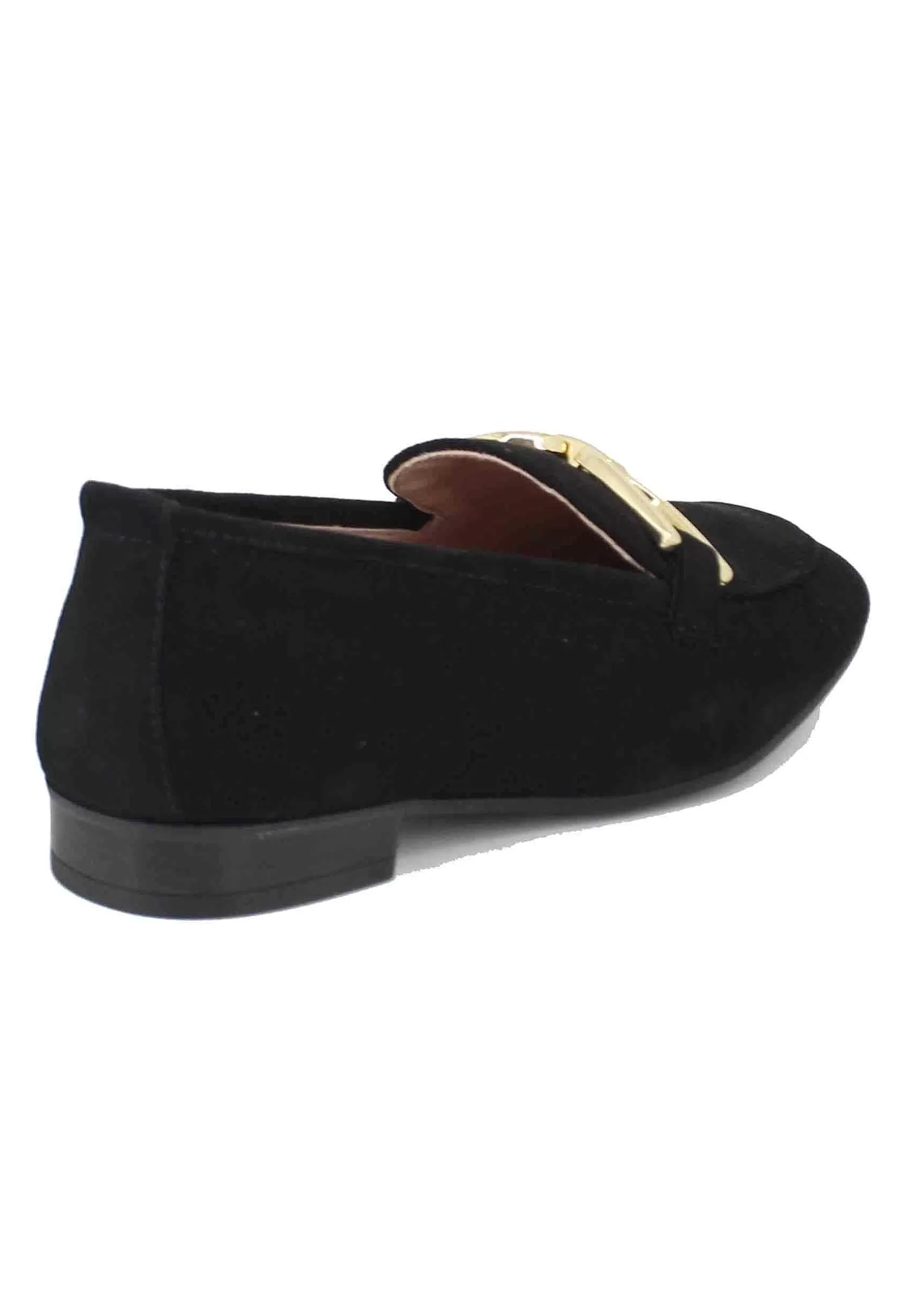 Mocassini Donna In Camoscio Nero Con Morsetto Oro*Unisa Hot