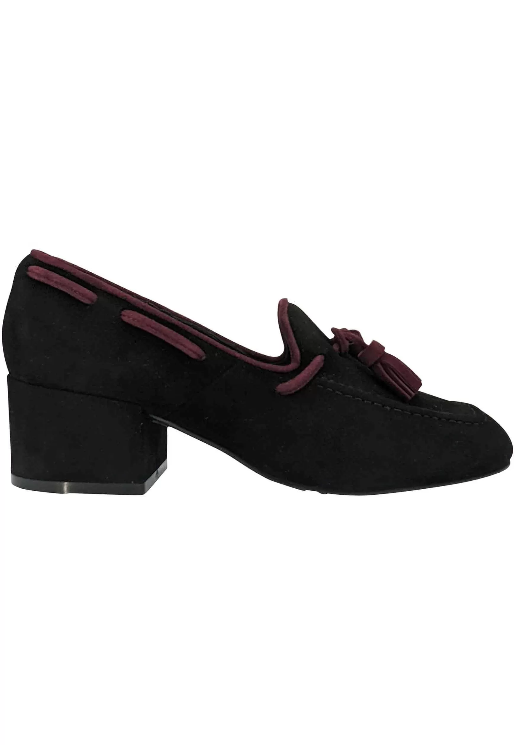 Mocassini Donna In Camoscio Nero Con Nappine In Contrasto Punta Tonda** Store