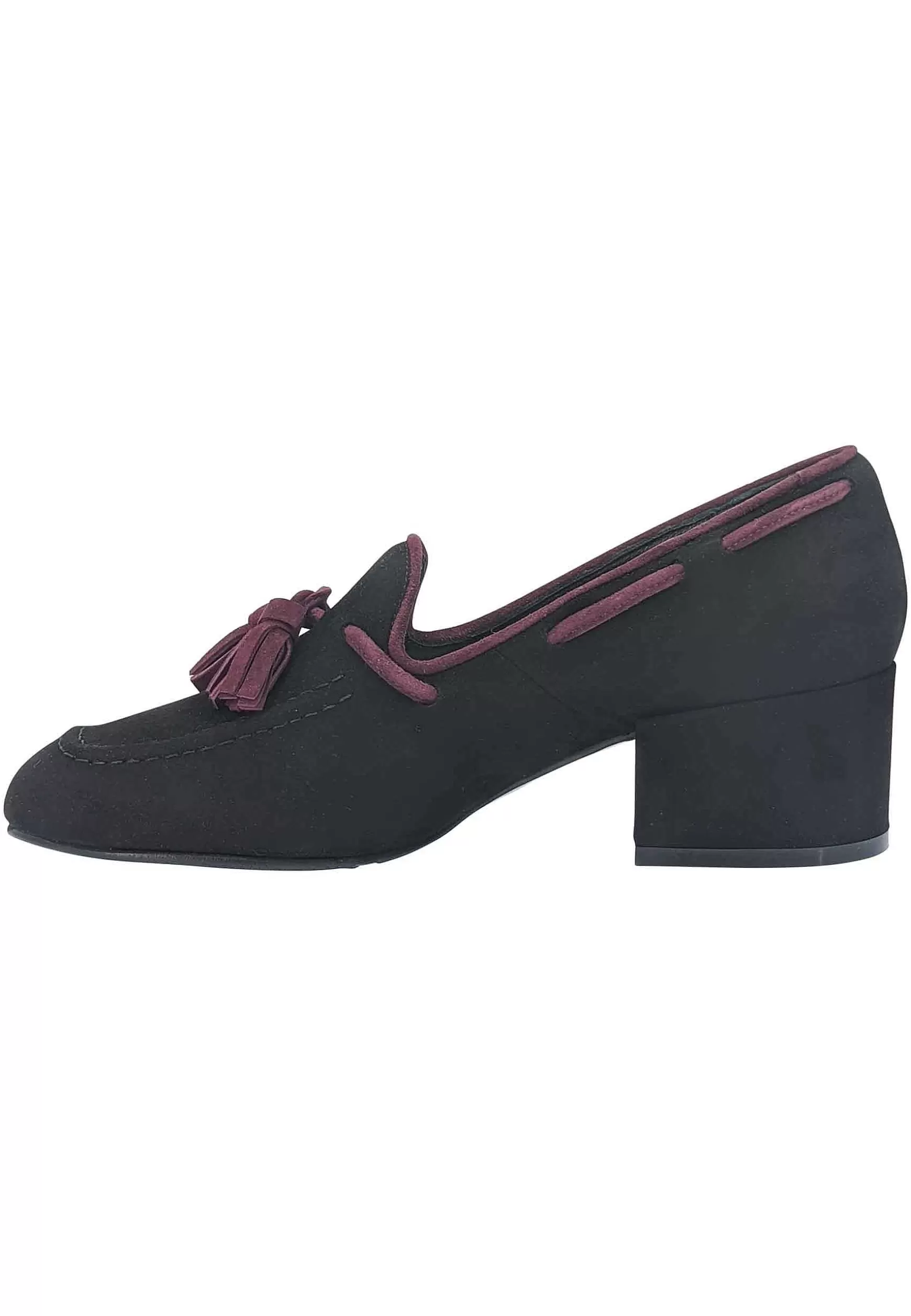 Mocassini Donna In Camoscio Nero Con Nappine In Contrasto Punta Tonda** Store