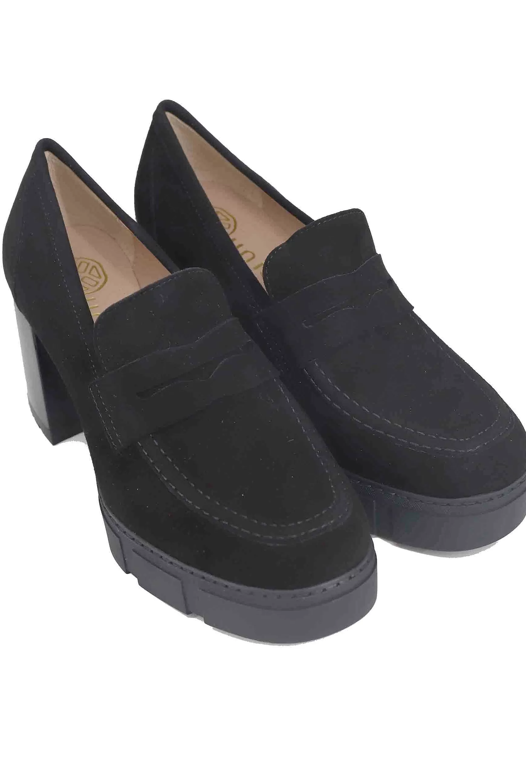 Mocassini Donna In Camoscio Nero Con Tacco Alto E Plateau*Unisa Best