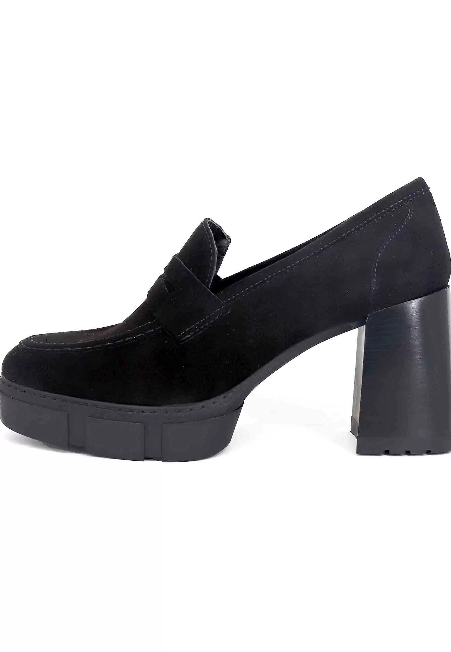 Mocassini Donna In Camoscio Nero Con Tacco Alto E Plateau*Unisa Best