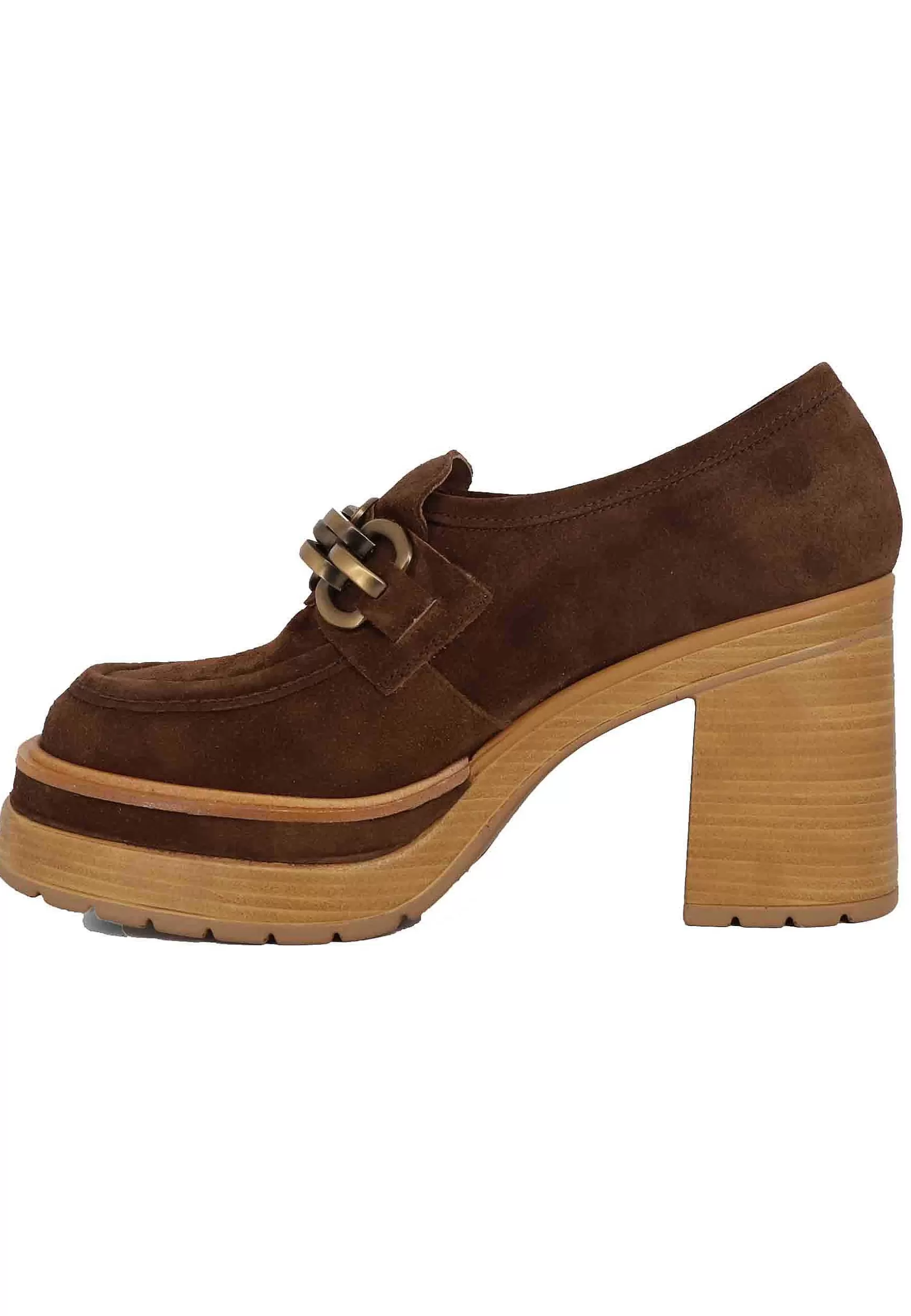 Mocassini Donna In Camoscio Testa Di Moro Con Tacco Alto E Plateau*Pons Quintana Flash Sale