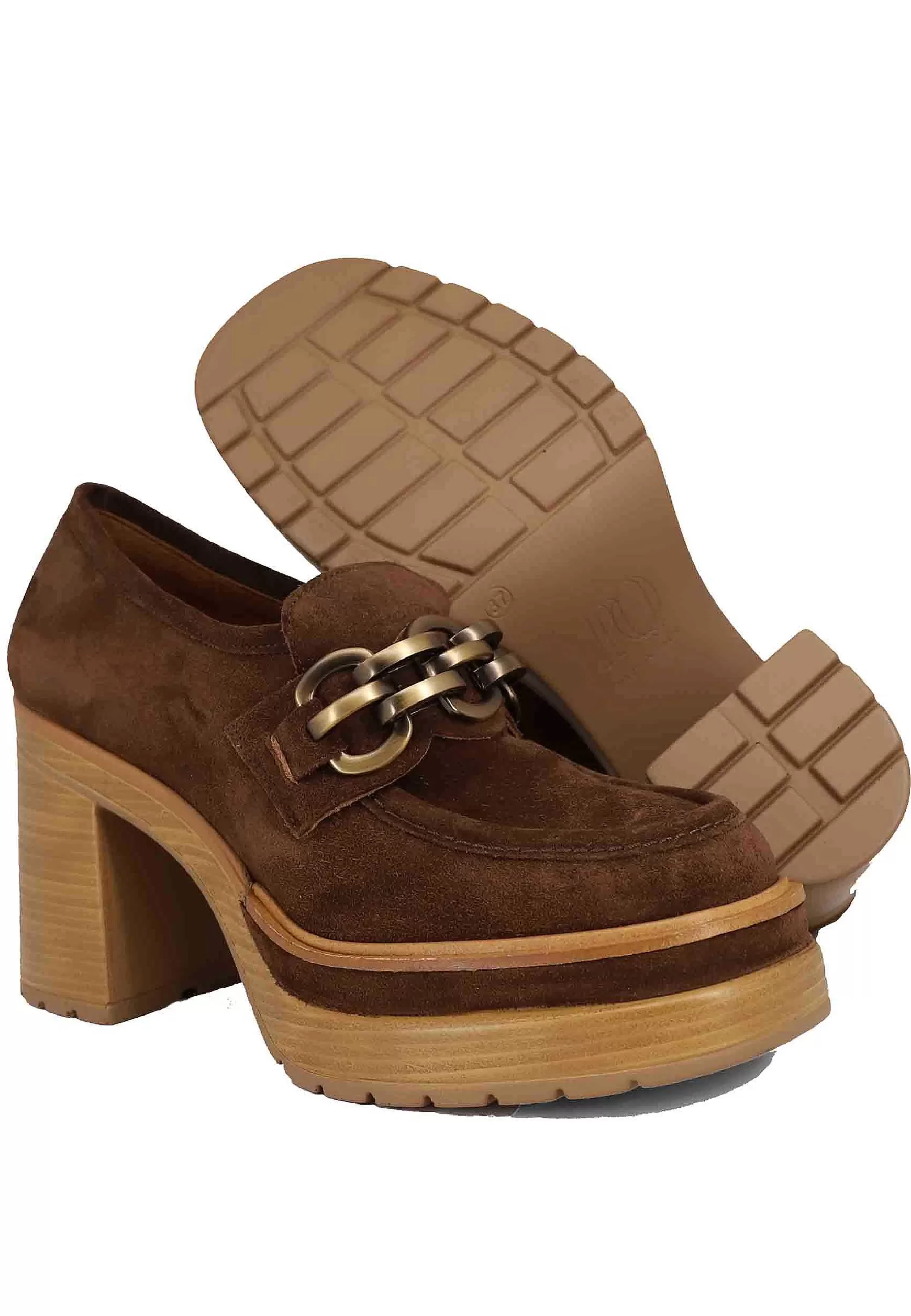 Mocassini Donna In Camoscio Testa Di Moro Con Tacco Alto E Plateau*Pons Quintana Flash Sale
