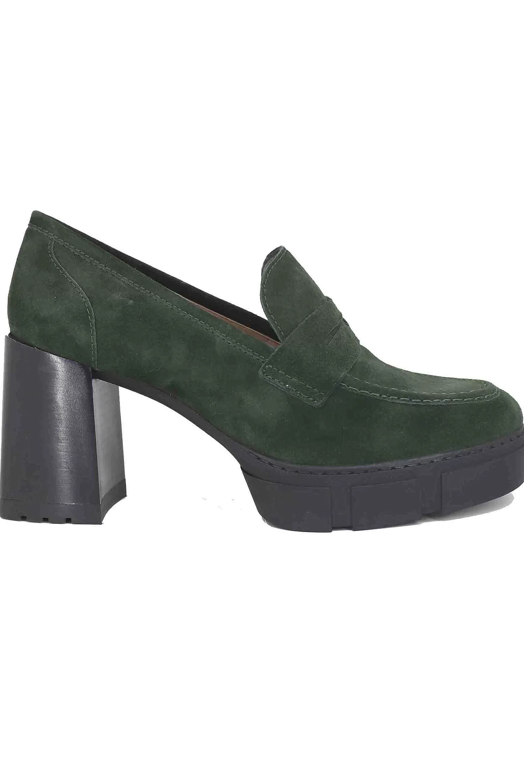 Mocassini Donna In Camoscio Verde Con Tacco Alto E Plateau*Unisa Best