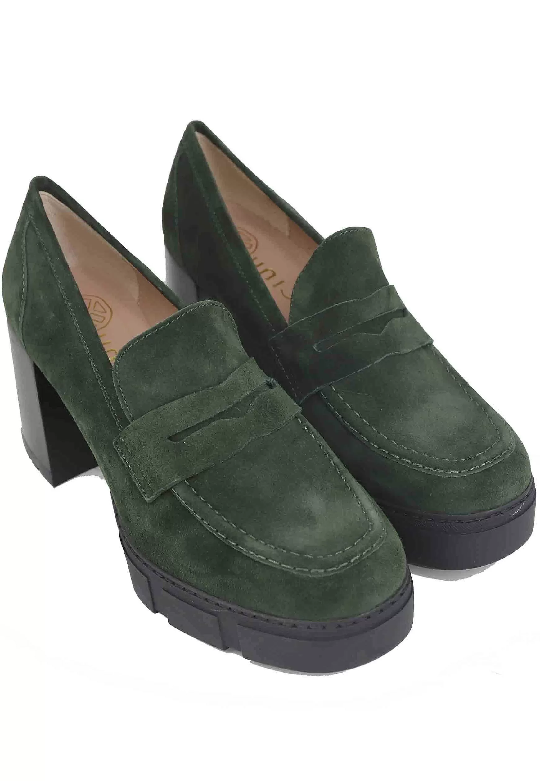 Mocassini Donna In Camoscio Verde Con Tacco Alto E Plateau*Unisa Best