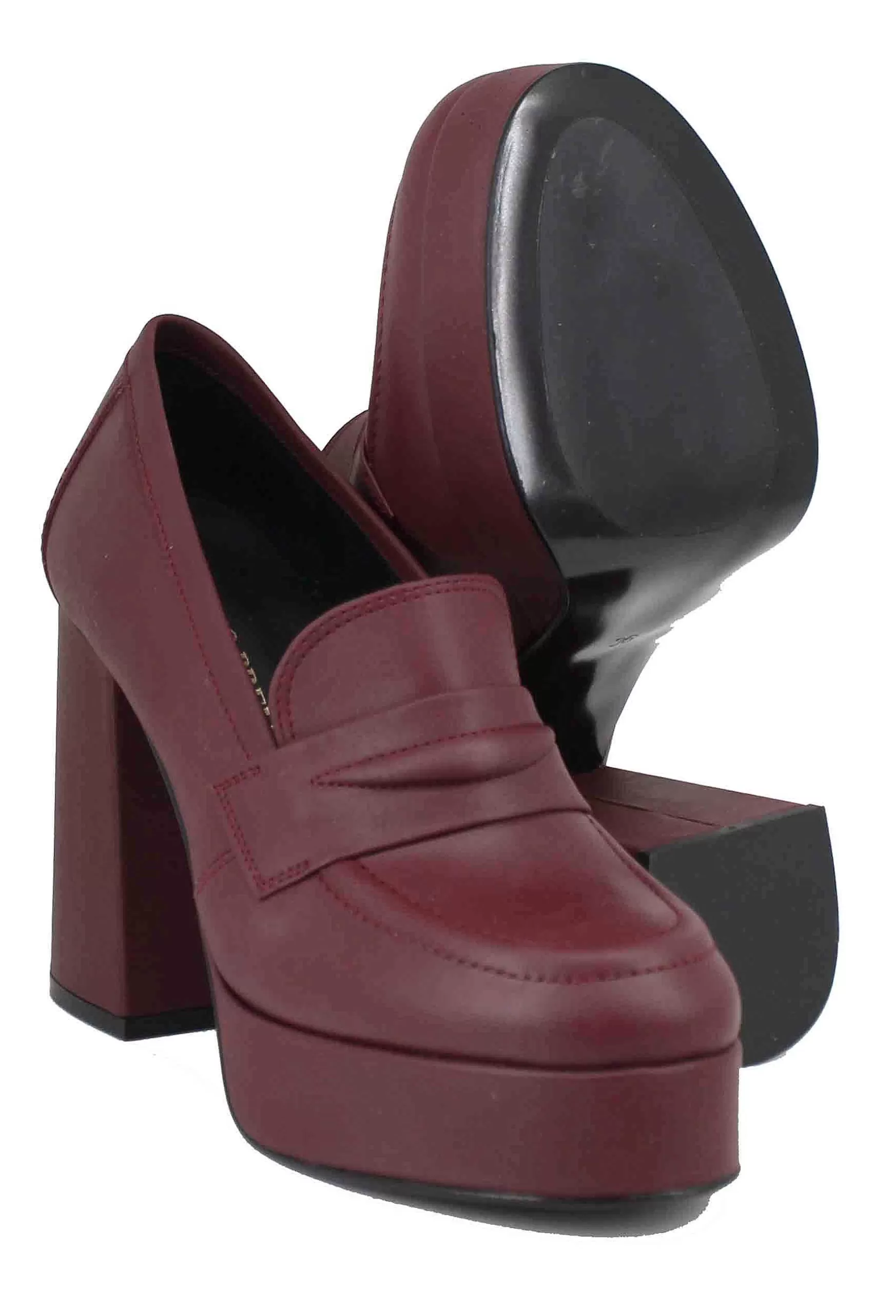 Mocassini Donna In Pelle Bordeaux Con Tacco Alto E Plateau*Bruno Premi Online