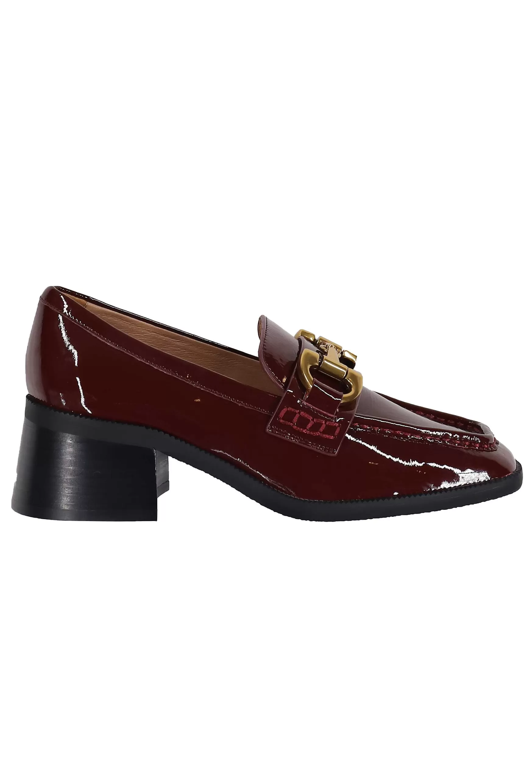 Mocassini Donna In Pelle Bordeaux Lucida Con Morsetto In Oro Tiana*Bibi Lou Online