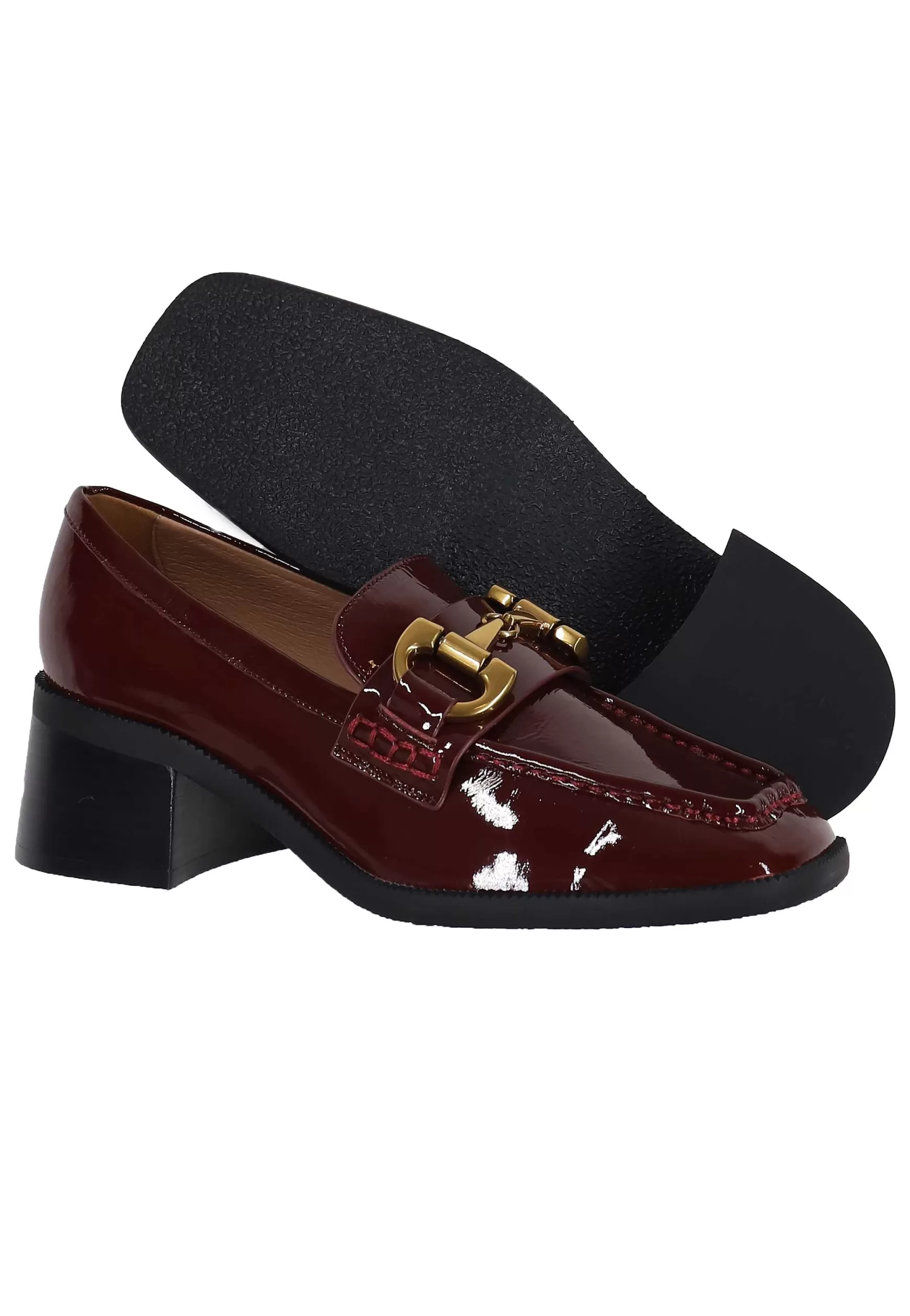 Mocassini Donna In Pelle Bordeaux Lucida Con Morsetto In Oro Tiana*Bibi Lou Online