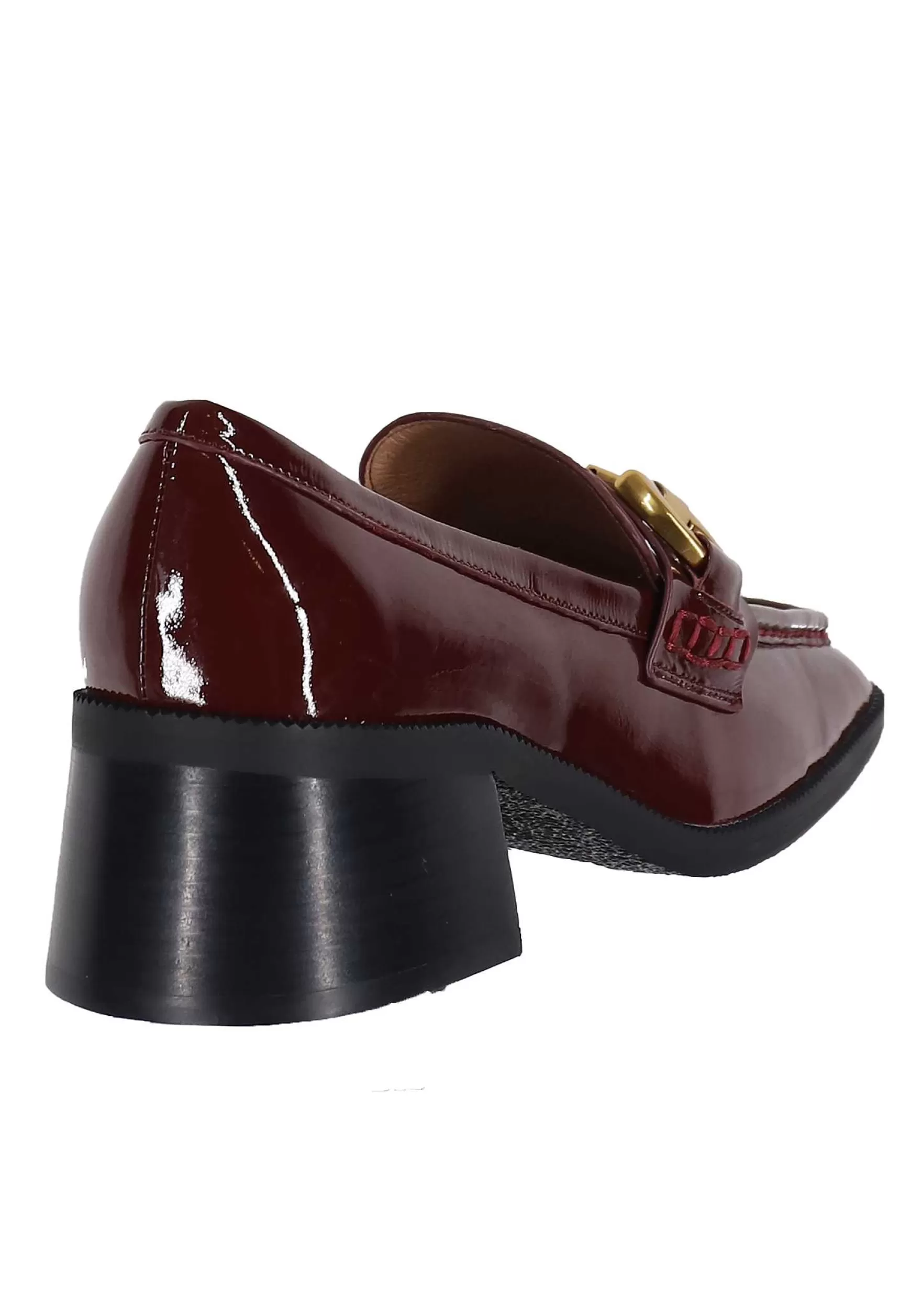 Mocassini Donna In Pelle Bordeaux Lucida Con Morsetto In Oro Tiana*Bibi Lou Online