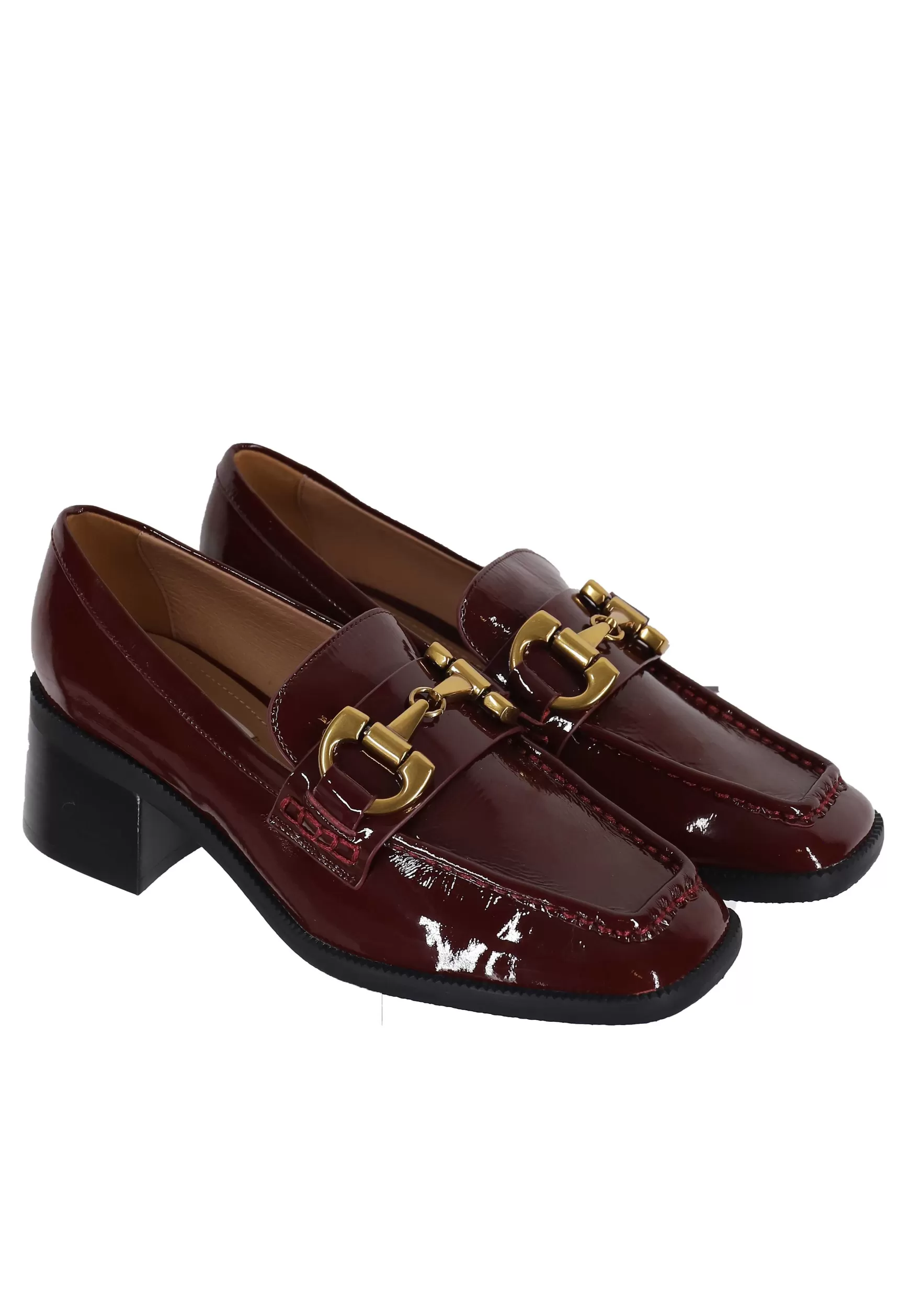 Mocassini Donna In Pelle Bordeaux Lucida Con Morsetto In Oro Tiana*Bibi Lou Online