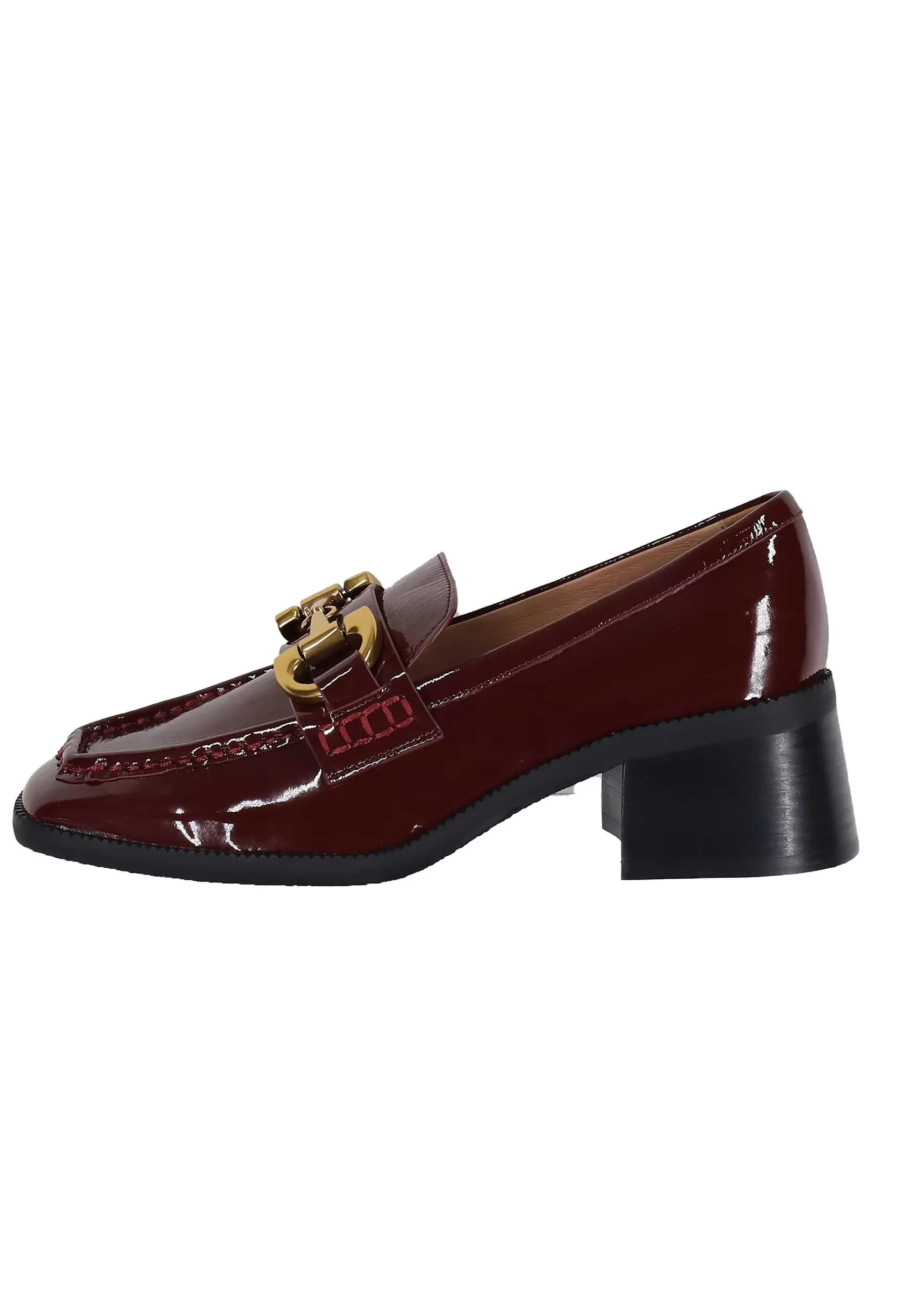 Mocassini Donna In Pelle Bordeaux Lucida Con Morsetto In Oro Tiana*Bibi Lou Online