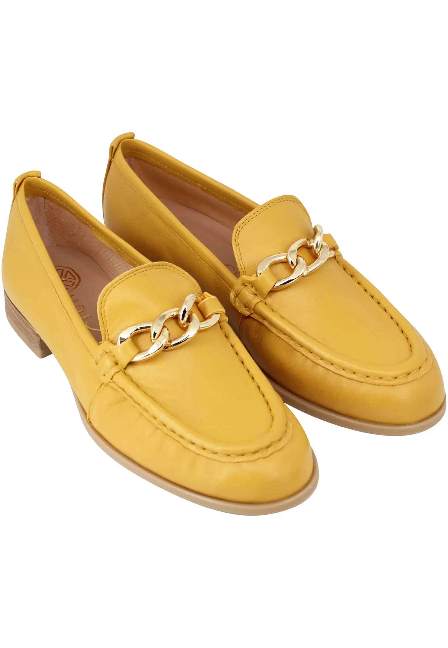 Mocassini Donna In Pelle Laminata Oro Con Punta Tonda E Tacco Basso*Unisa Flash Sale