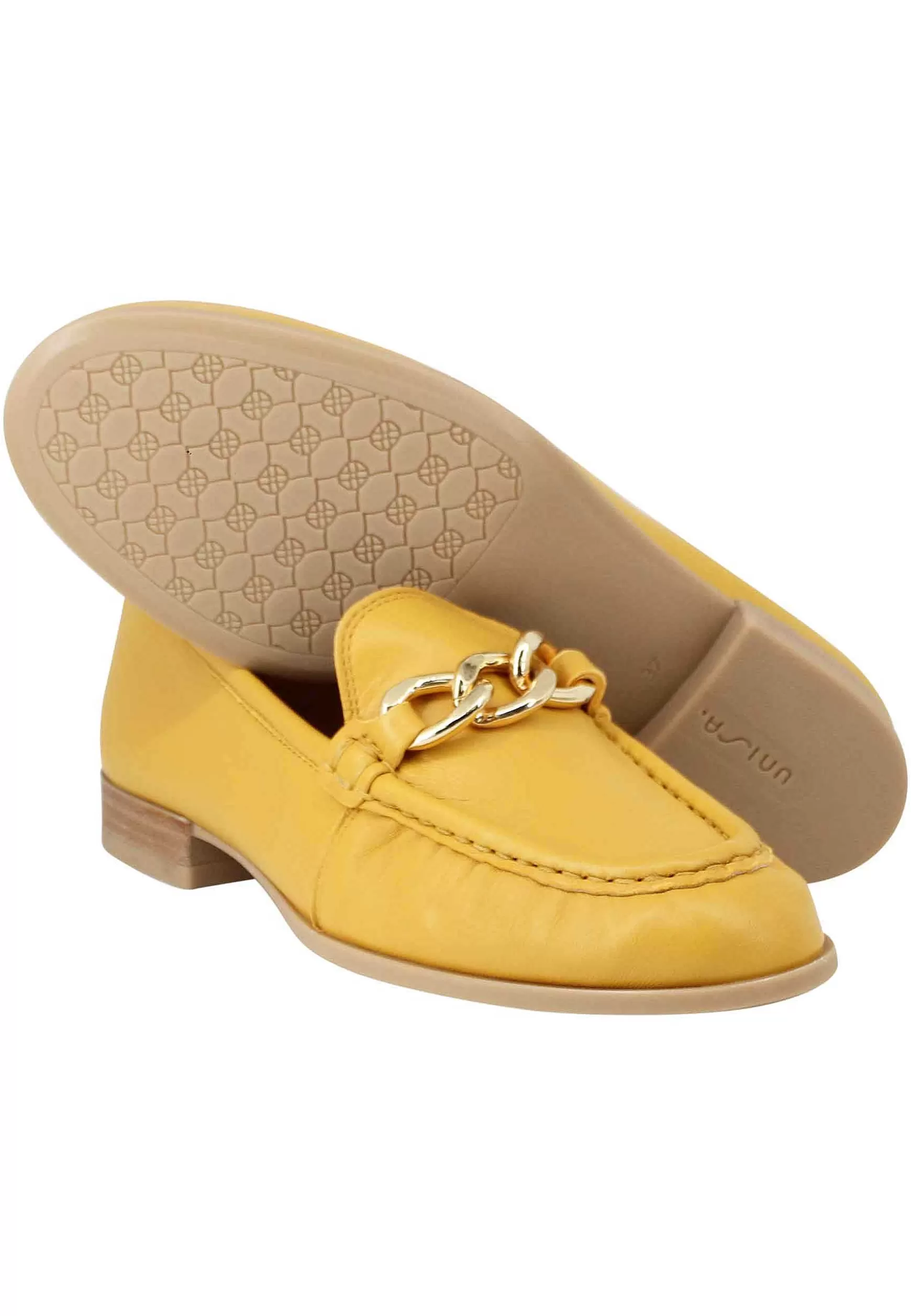 Mocassini Donna In Pelle Laminata Oro Con Punta Tonda E Tacco Basso*Unisa Flash Sale