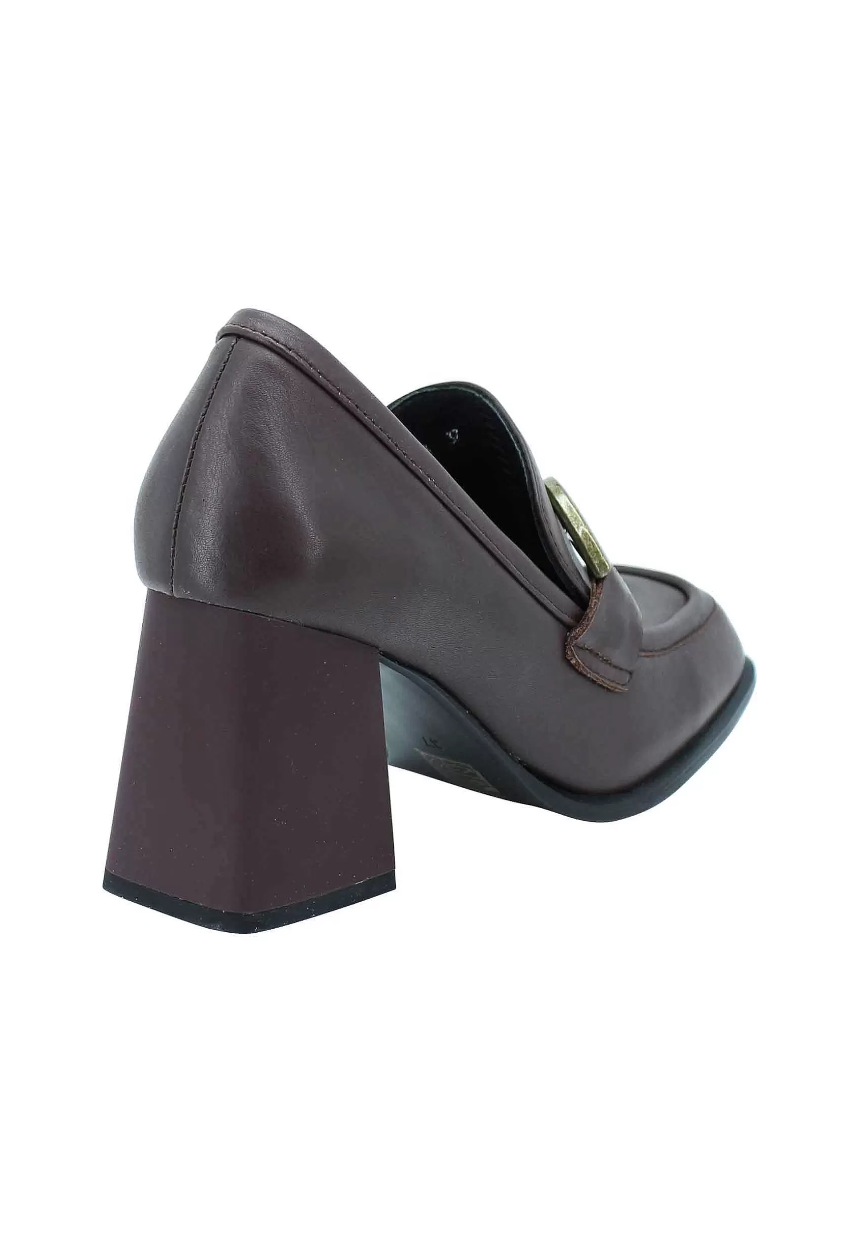 Mocassini Donna In Pelle Marrone Con Accessorio Tacco Alto E Punta Quadra*Manufacture D Discount