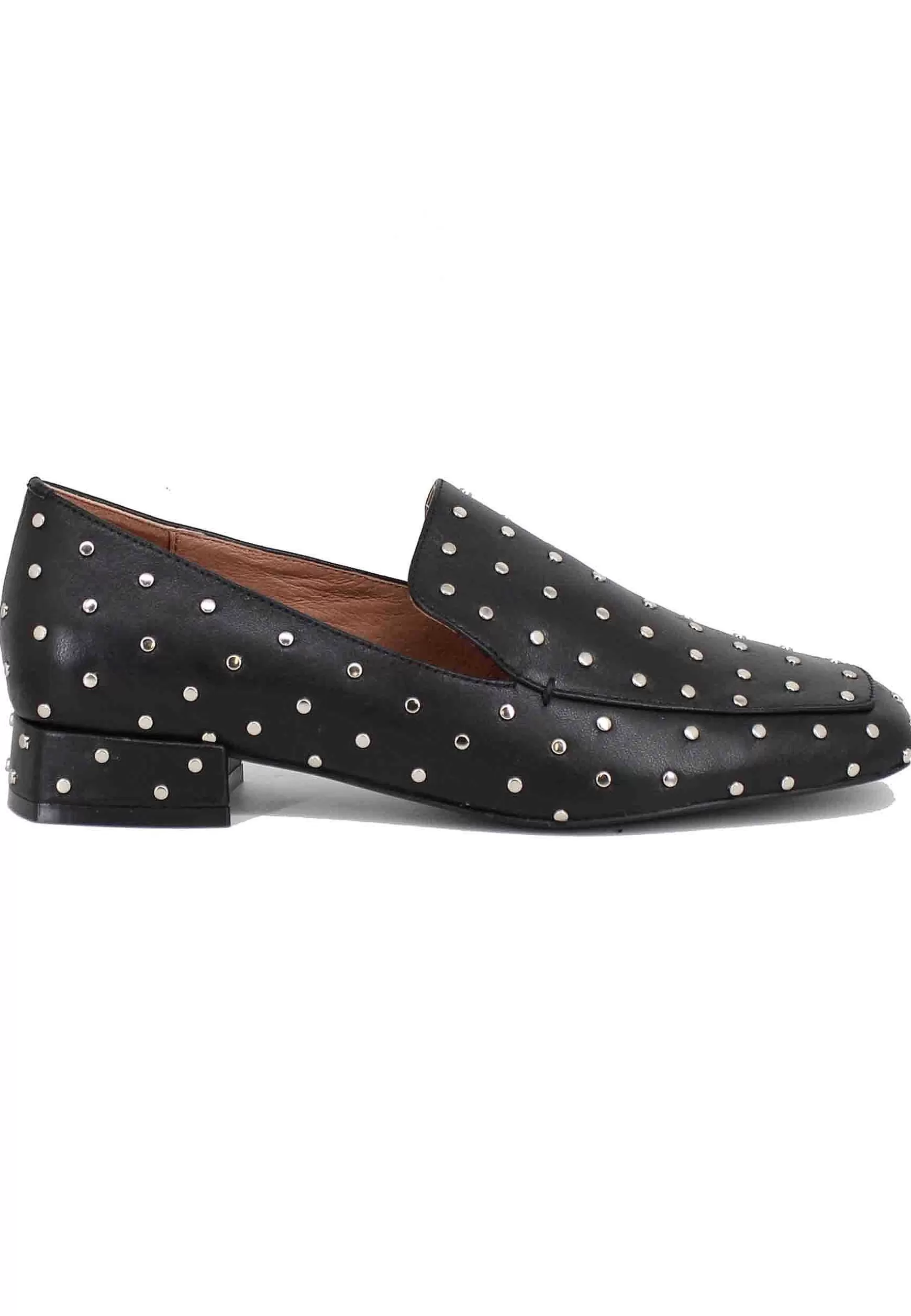 Mocassini Donna In Pelle Nera Con Borchie Argento Lillian*Bibi Lou Hot
