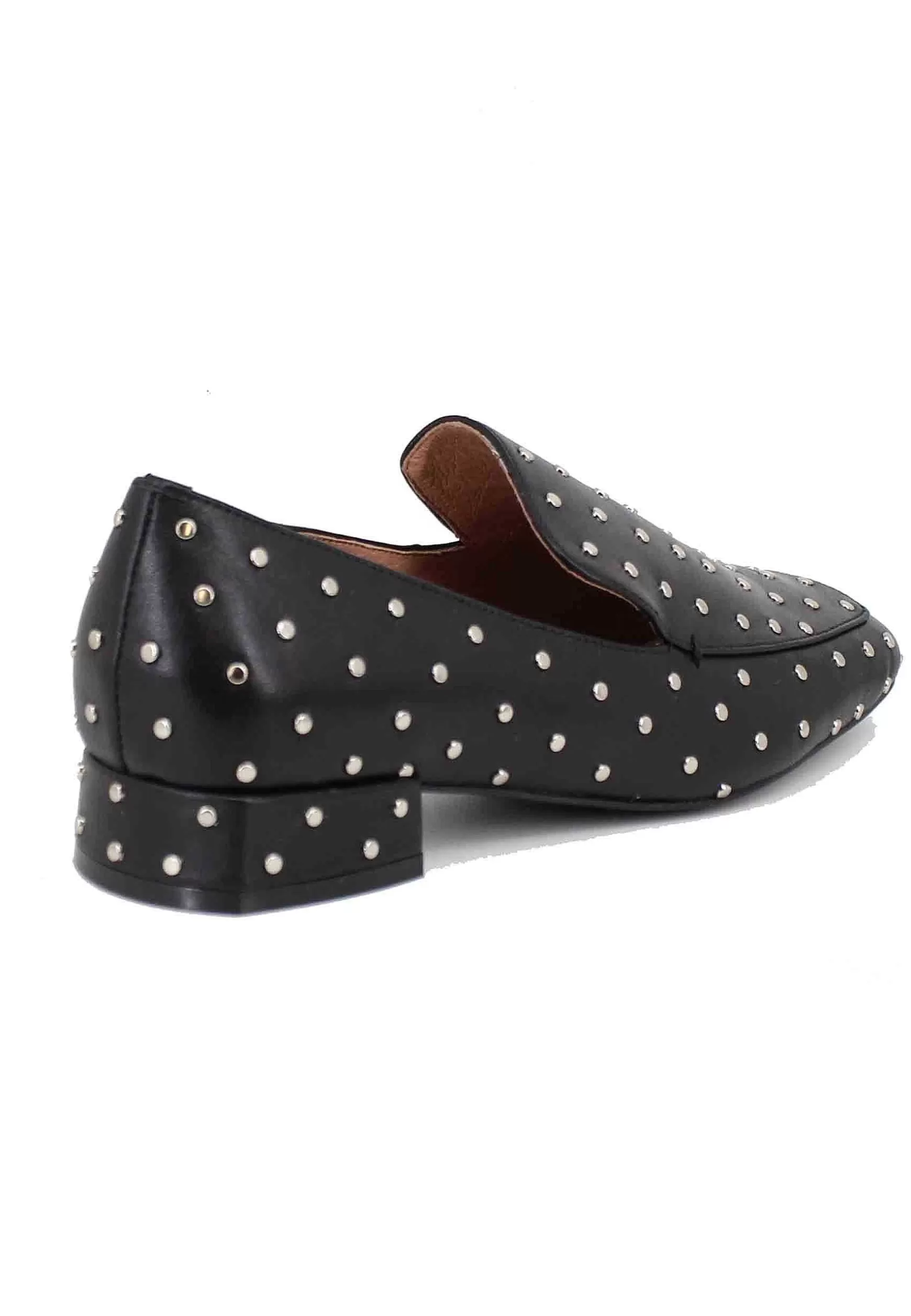 Mocassini Donna In Pelle Nera Con Borchie Argento Lillian*Bibi Lou Hot