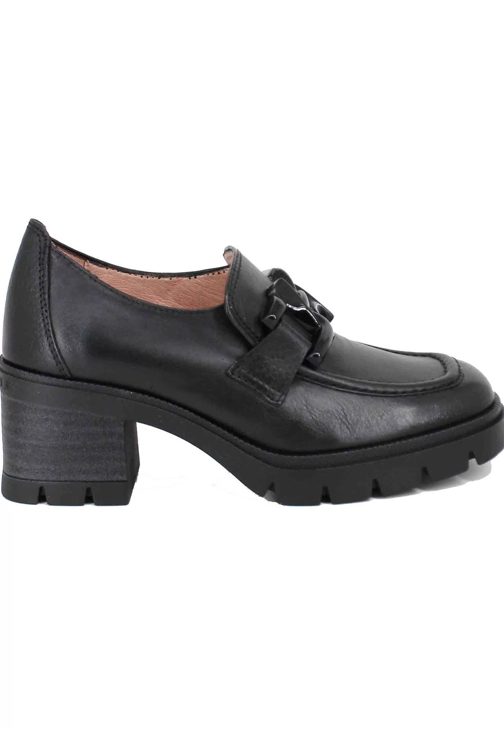 Mocassini Donna In Pelle Nera Con Morsetto In Tinta*Hispanitas Discount