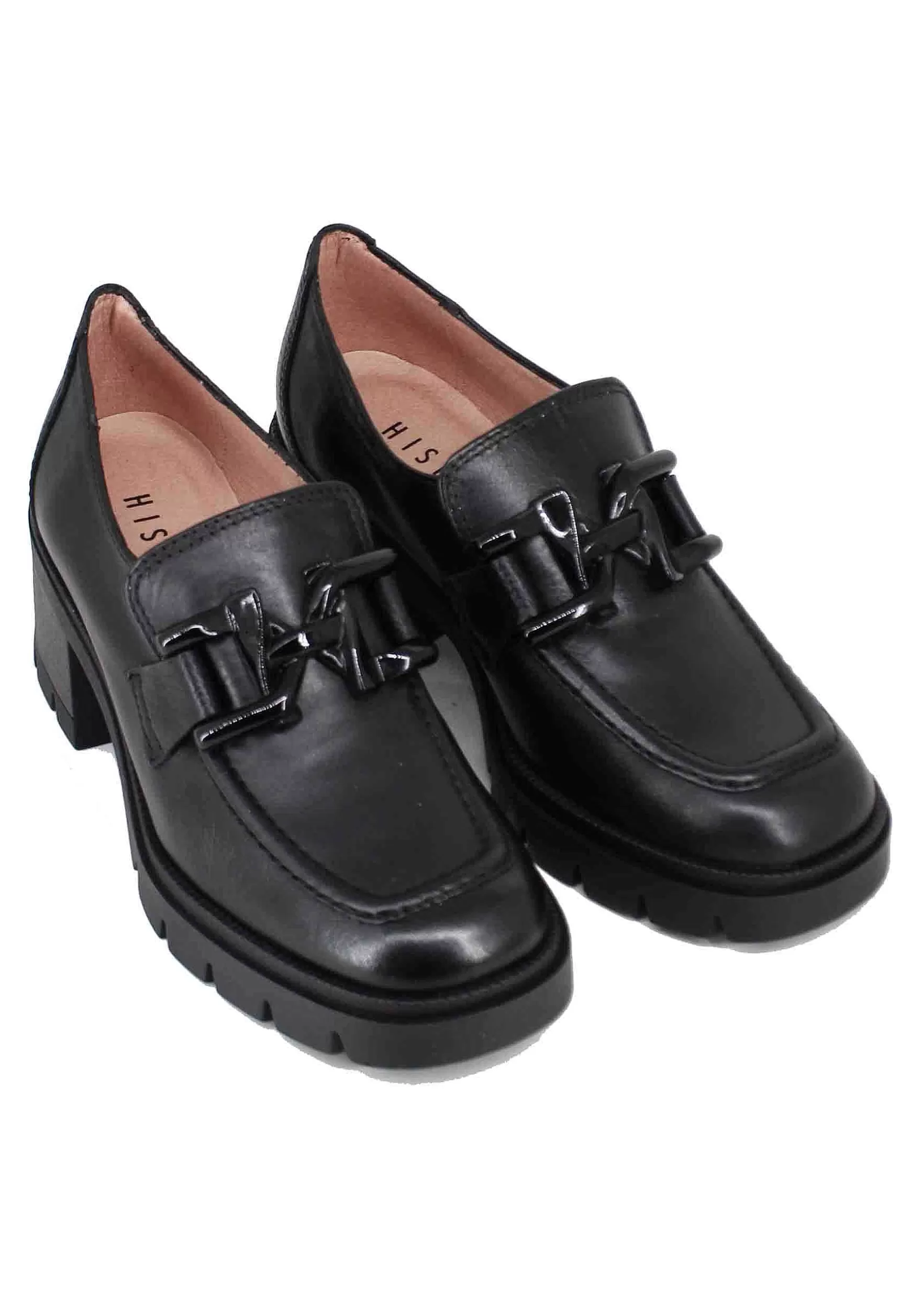 Mocassini Donna In Pelle Nera Con Morsetto In Tinta*Hispanitas Discount