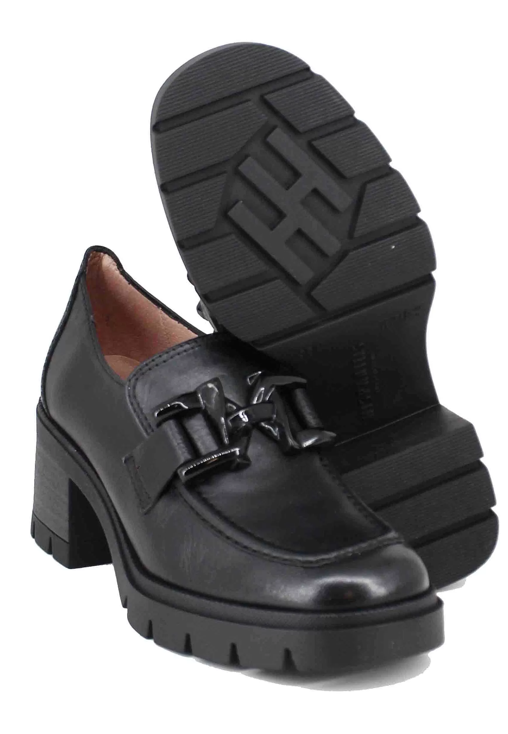 Mocassini Donna In Pelle Nera Con Morsetto In Tinta*Hispanitas Discount