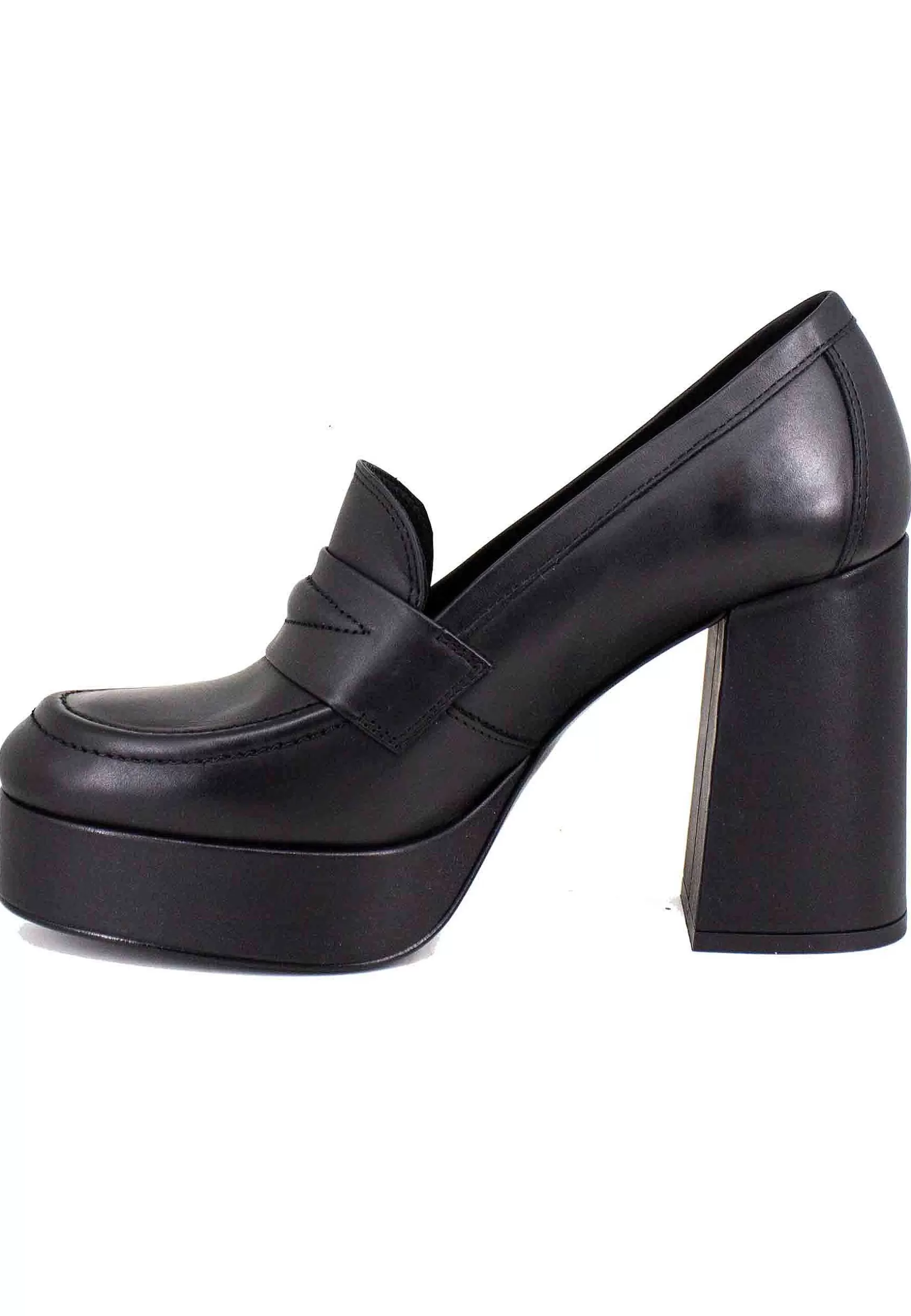 Mocassini Donna In Pelle Nera Con Tacco Alto E Plateau*Bruno Premi Flash Sale