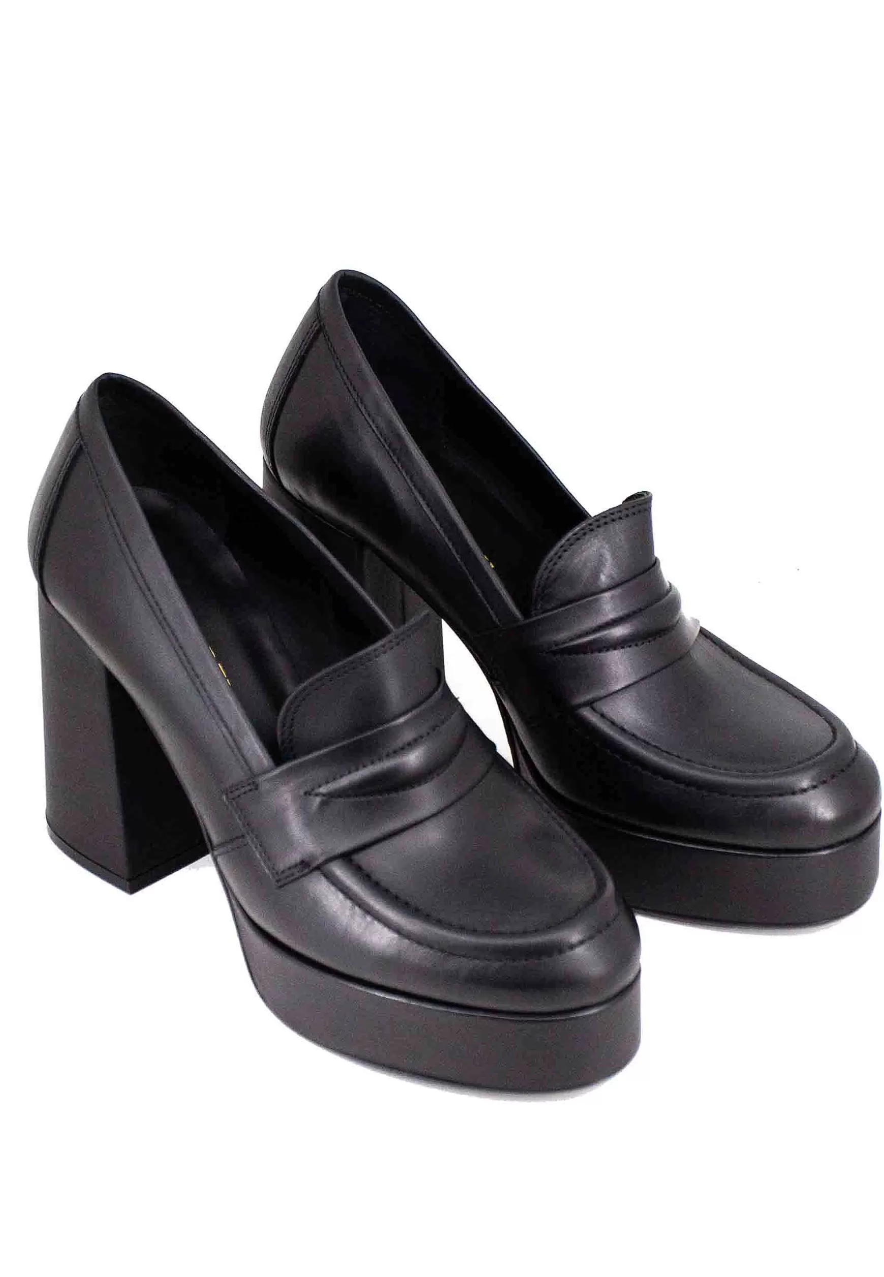 Mocassini Donna In Pelle Nera Con Tacco Alto E Plateau*Bruno Premi Flash Sale
