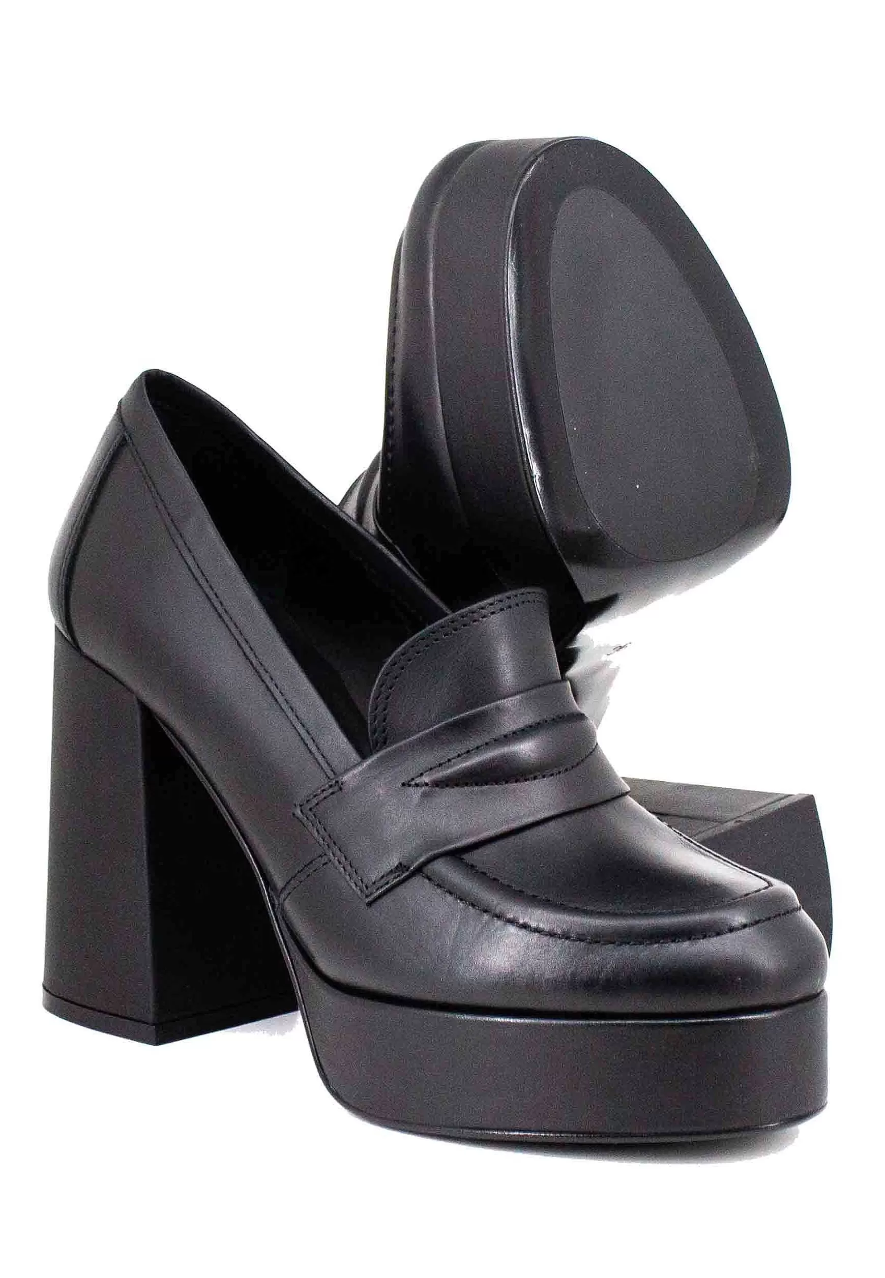 Mocassini Donna In Pelle Nera Con Tacco Alto E Plateau*Bruno Premi Flash Sale