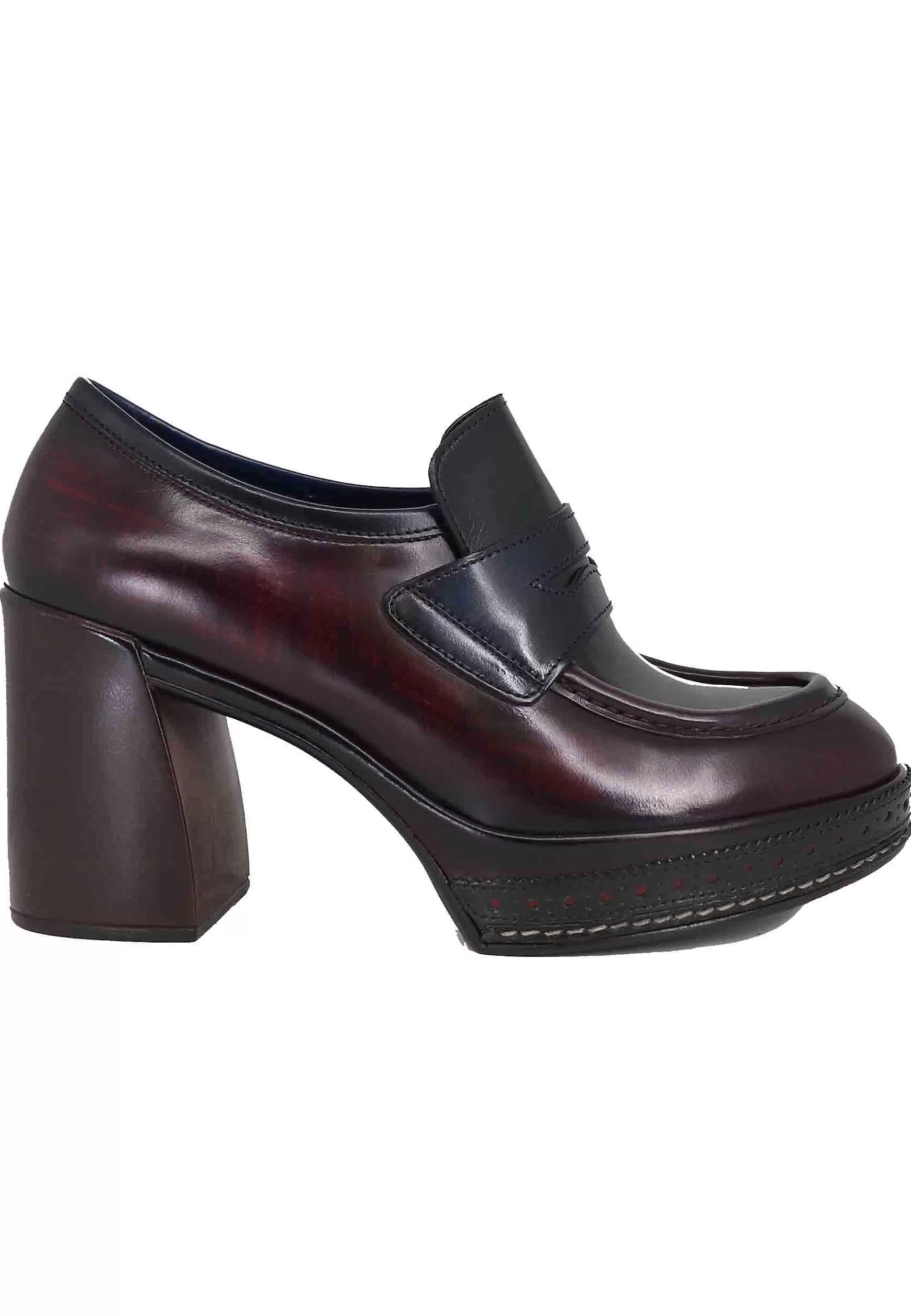 Mocassini Donna In Pelle Nera E Bordeaux Con Tacco Alto E Plateau*Pons Quintana Sale