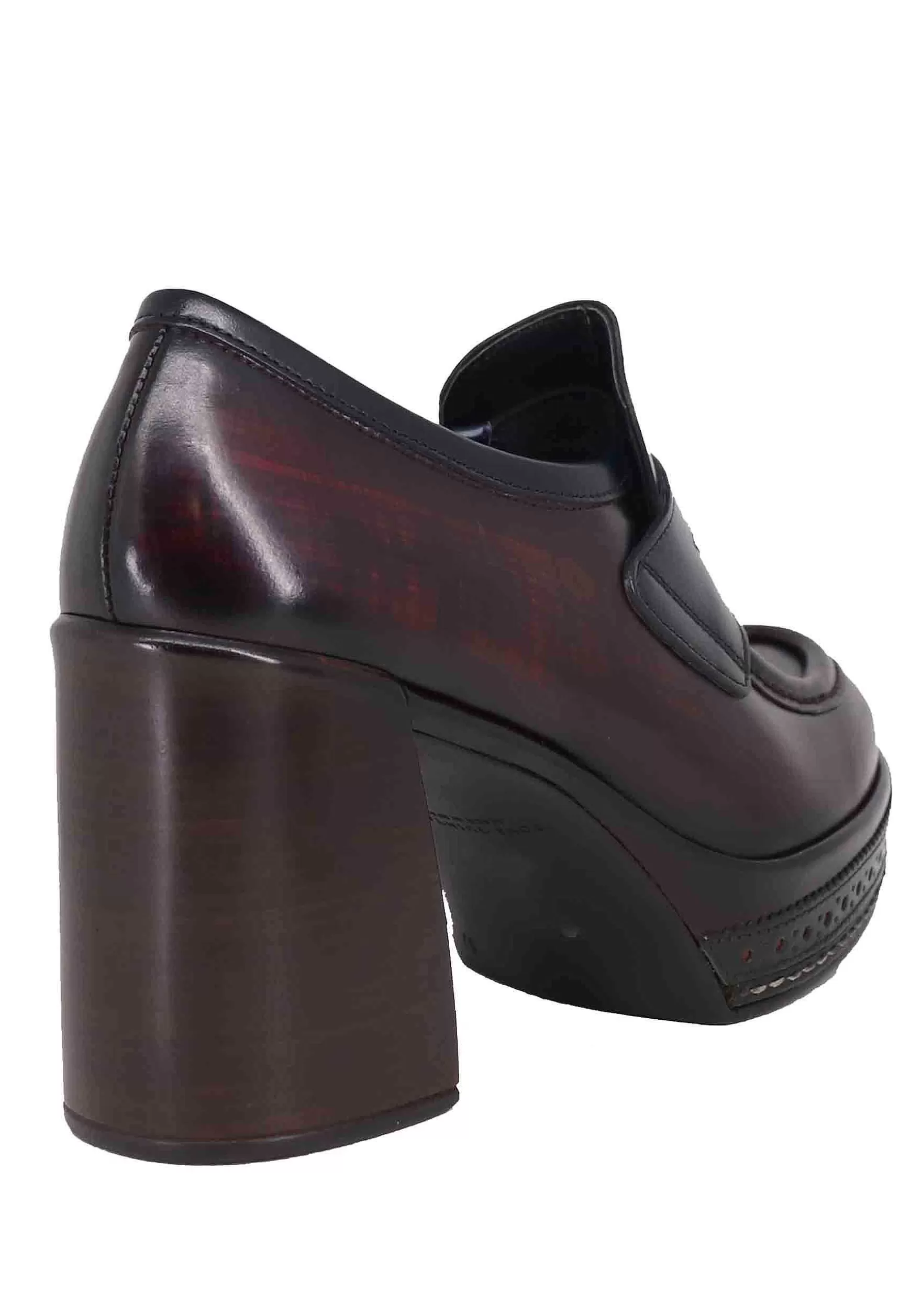 Mocassini Donna In Pelle Nera E Bordeaux Con Tacco Alto E Plateau*Pons Quintana Sale