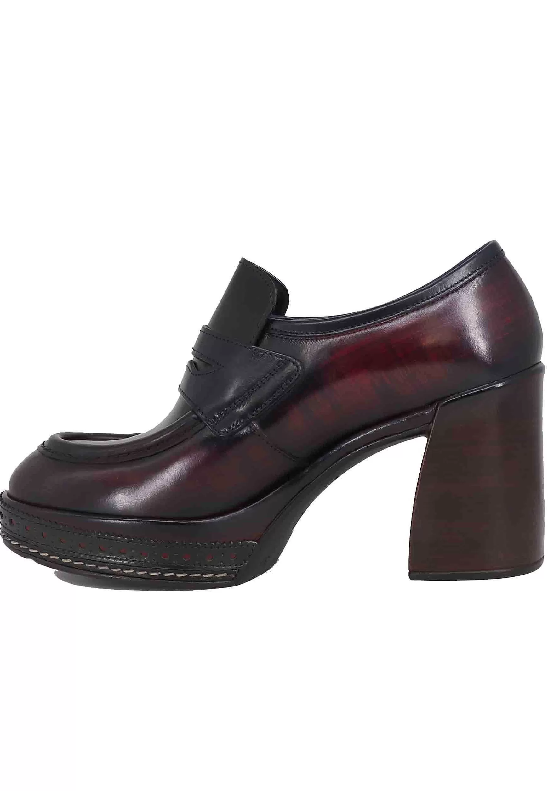 Mocassini Donna In Pelle Nera E Bordeaux Con Tacco Alto E Plateau*Pons Quintana Sale