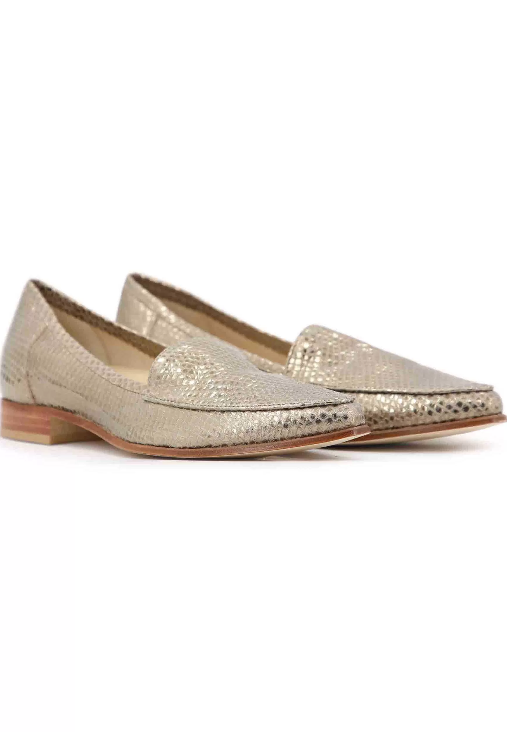 Mocassini Donna In Pee Stampata Patino Con Con Tacco Basso In Cuoio*L Cheap
