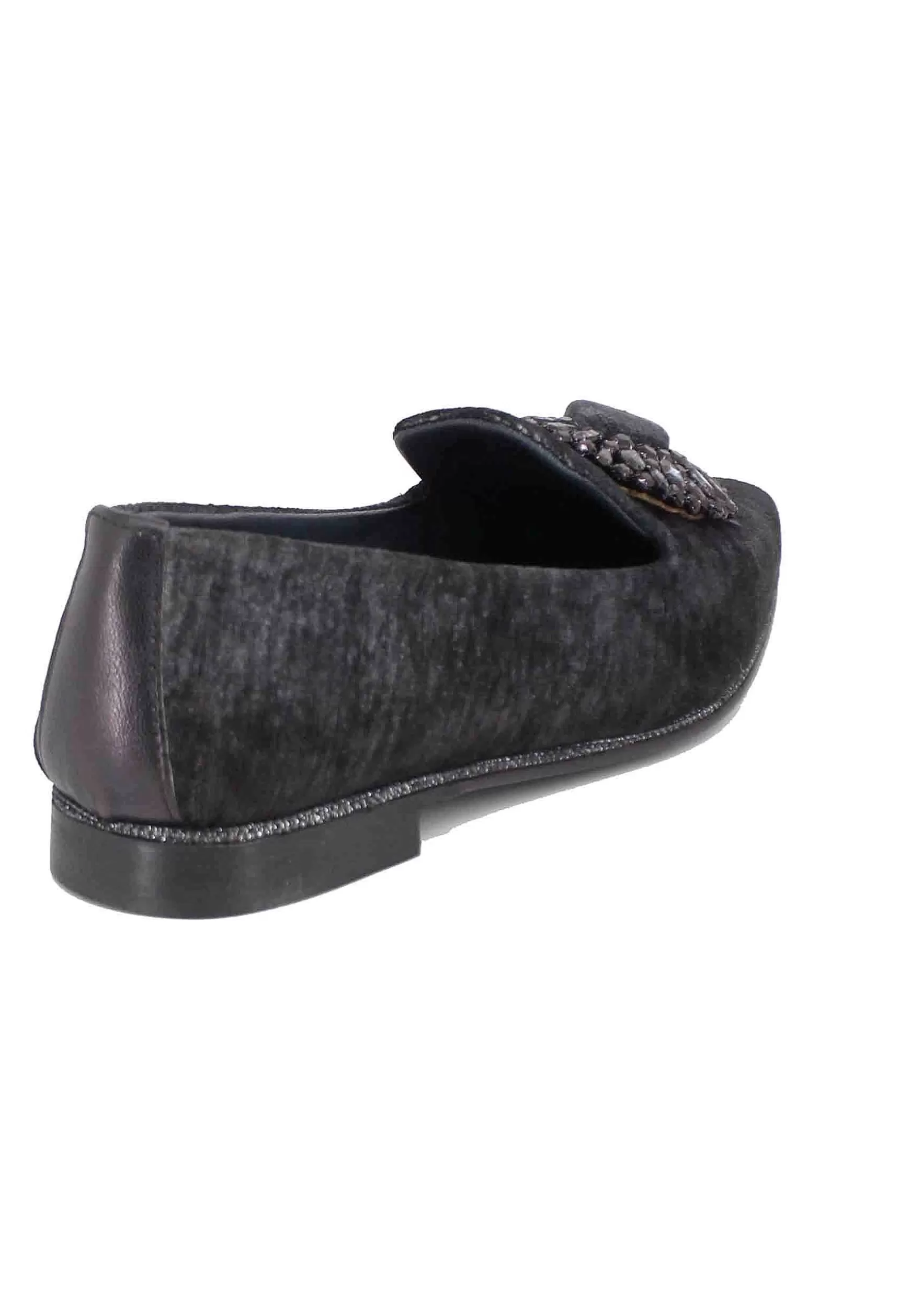 Mocassini Donna In Velluto Nero Con Fibbia E Tacco Basso*Zoe Store