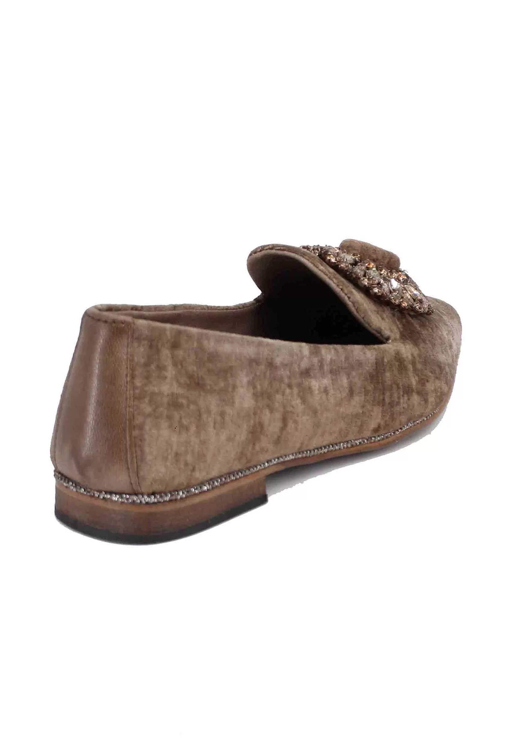 Mocassini Donna In Velluto Taupe Con Fibbia E Tacco Basso*Zoe Flash Sale