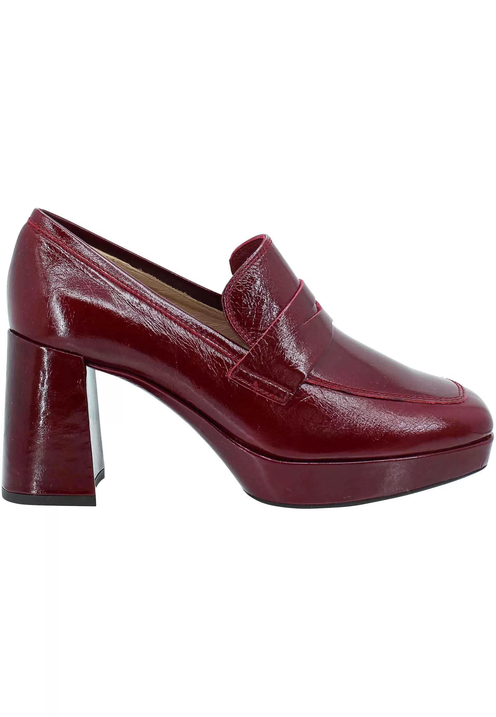 Mocassini Donna In Vernice Bordeaux Con Tacco Alto E Plateau*Unisa Store
