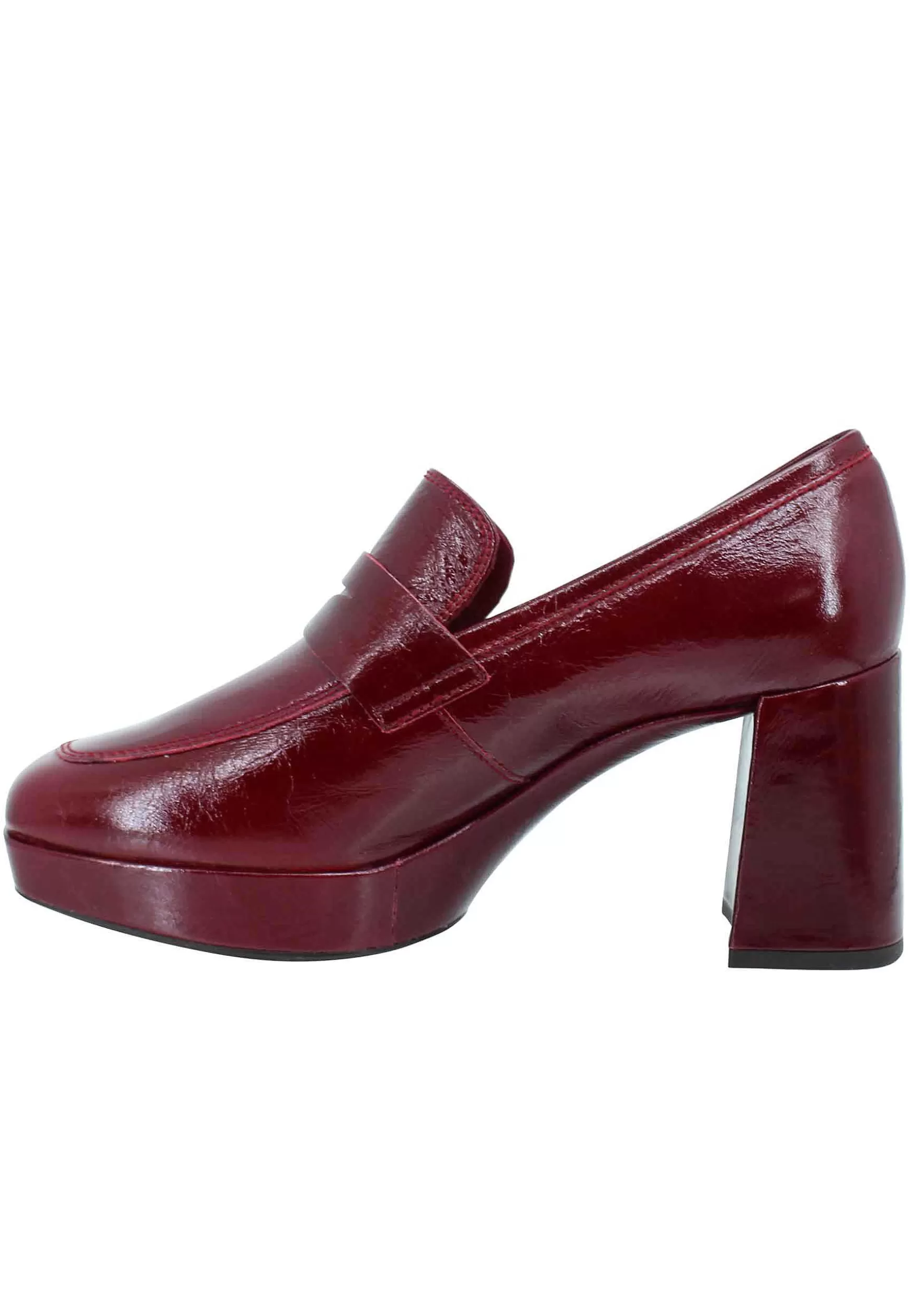 Mocassini Donna In Vernice Bordeaux Con Tacco Alto E Plateau*Unisa Store