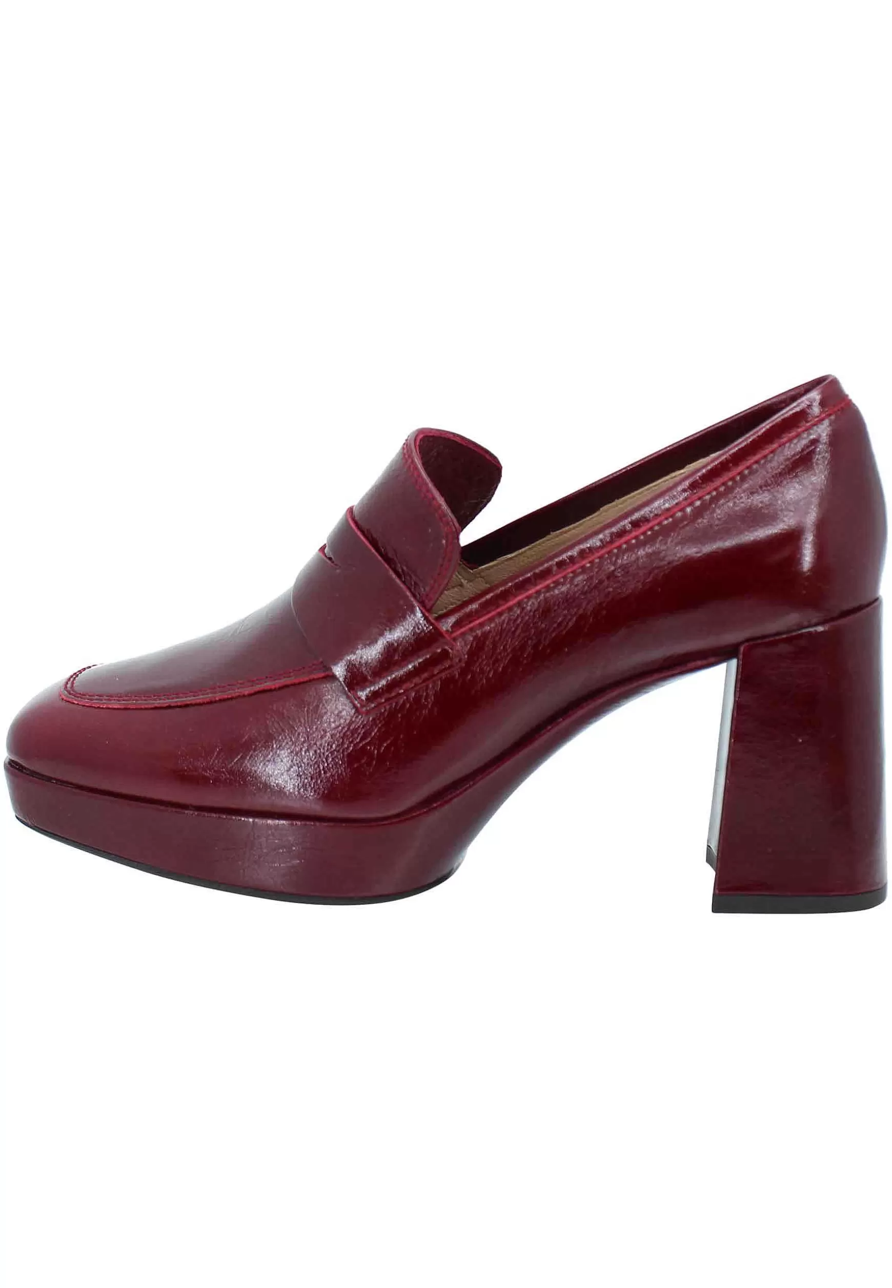 Mocassini Donna In Vernice Bordeaux Con Tacco Alto E Plateau*Unisa Store