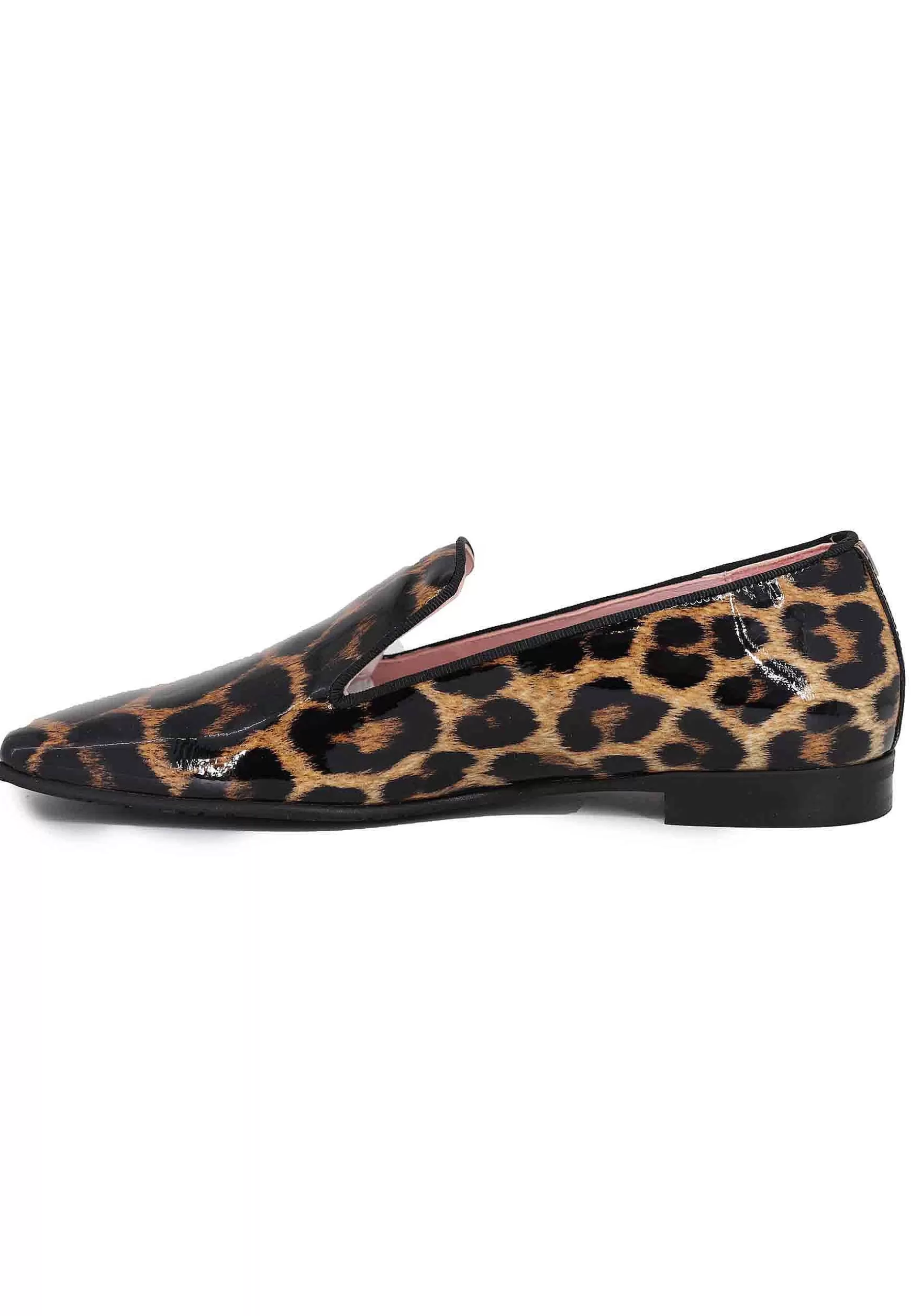 Mocassini Donna In Vernice Leopardate Con Tacco Basso E Punta Quadra*Ras Hot