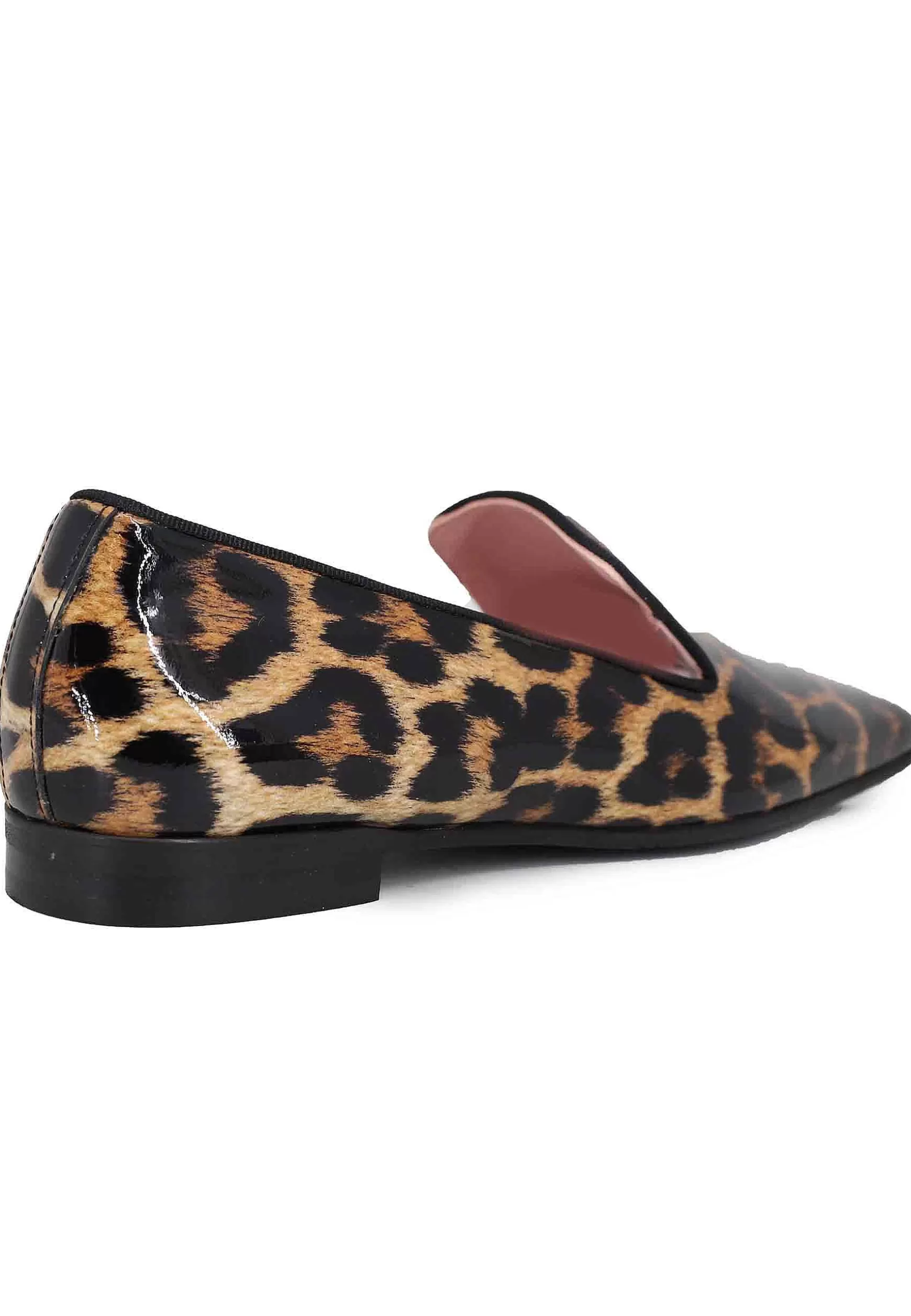 Mocassini Donna In Vernice Leopardate Con Tacco Basso E Punta Quadra*Ras Hot