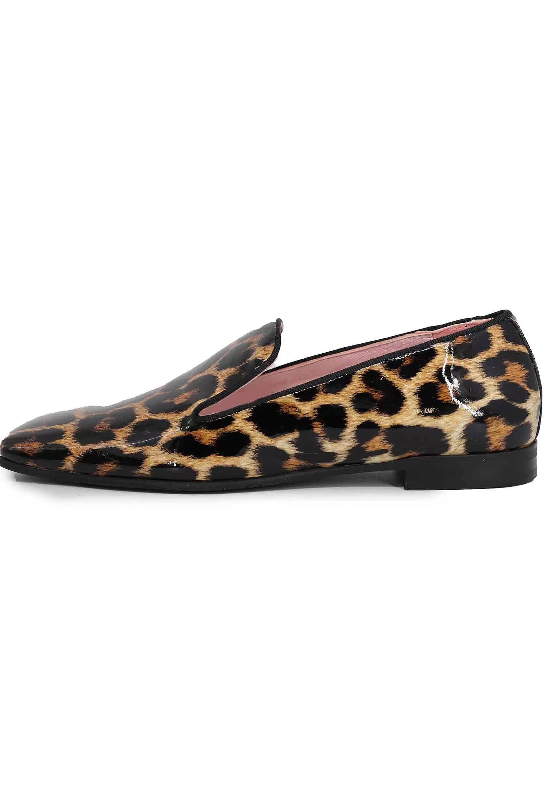 Mocassini Donna In Vernice Leopardate Con Tacco Basso E Punta Quadra*Ras Hot