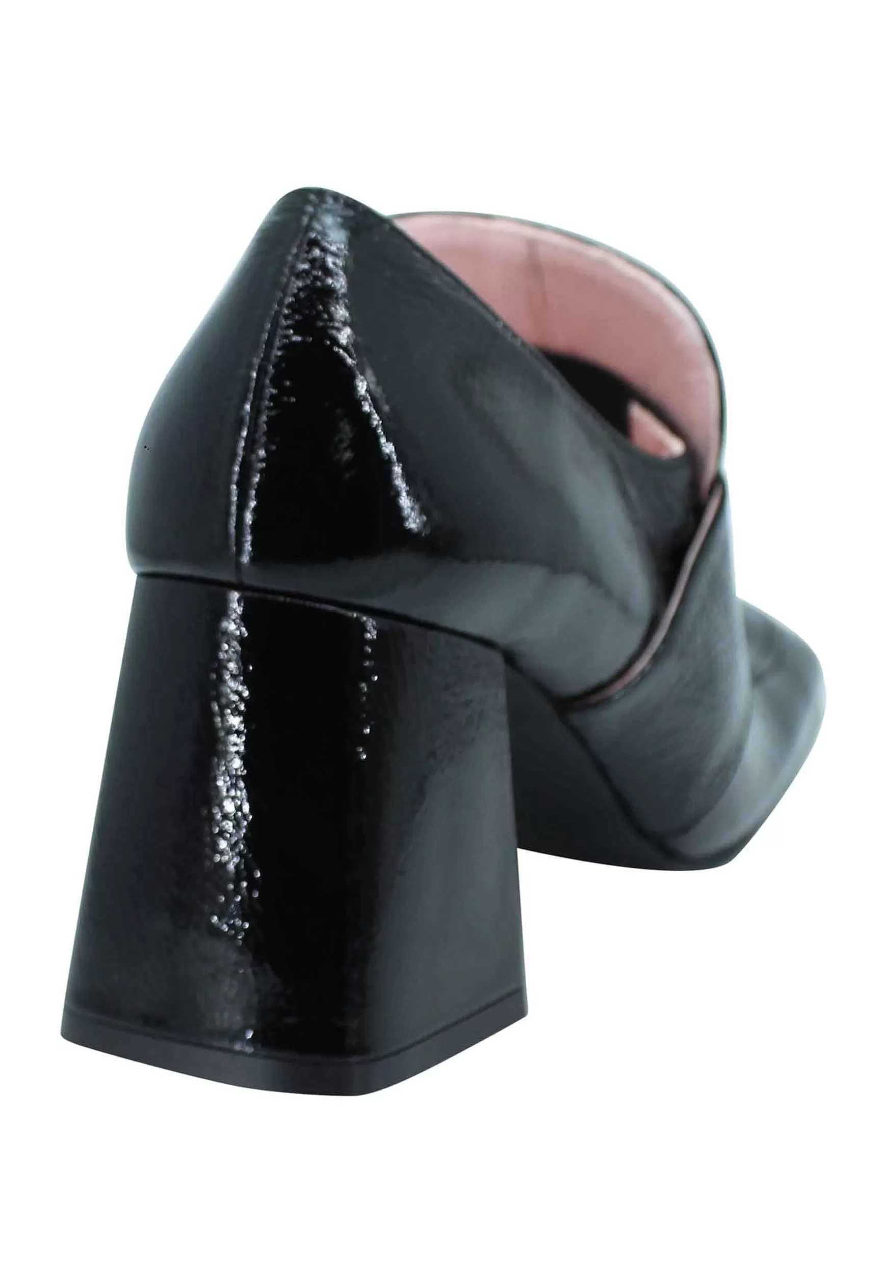 Mocassini Donna In Vernice Nera Con Fibbia In Sts Punta Quadra E Tacco Alto*Ras Clearance