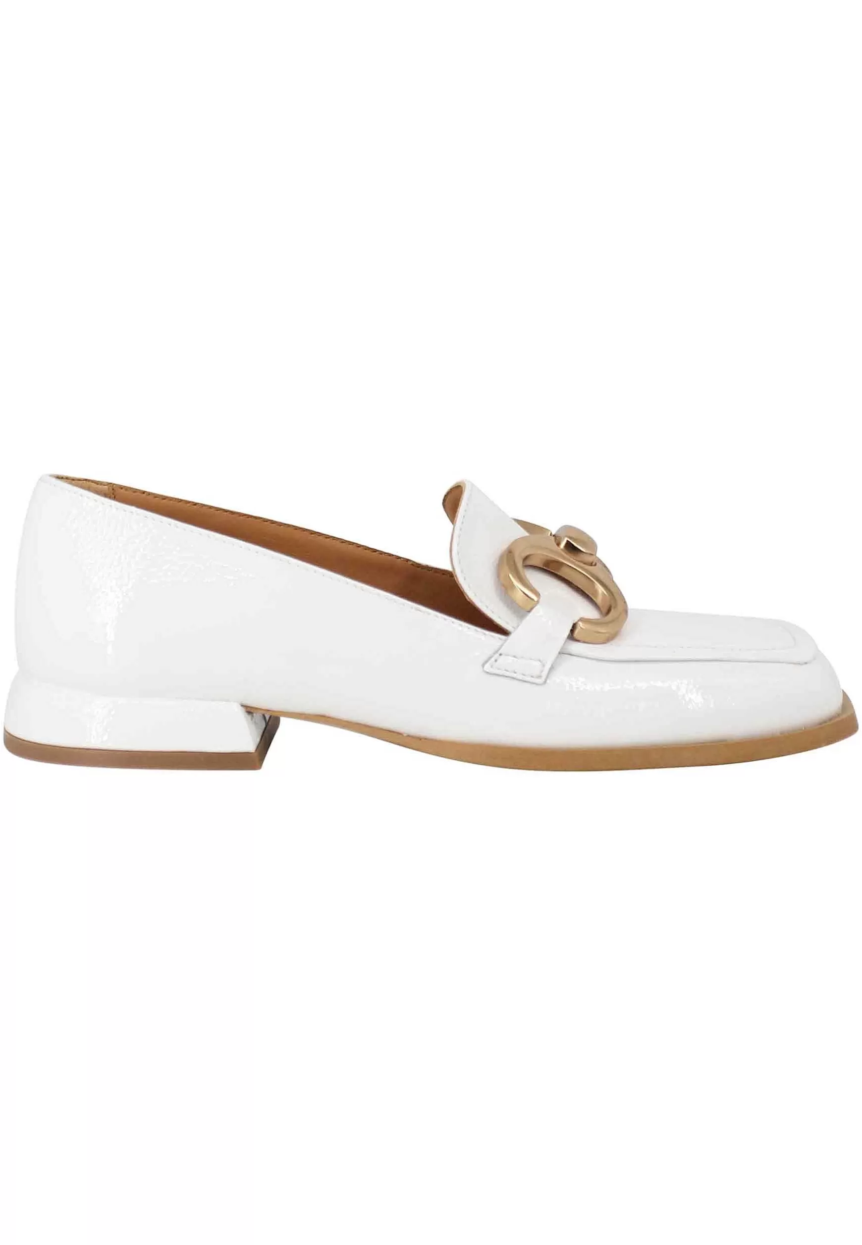Mocassini Donna Poppi Chal In Naplak Off White Con Morsetto In Oro Satinato*Bruno Premi New
