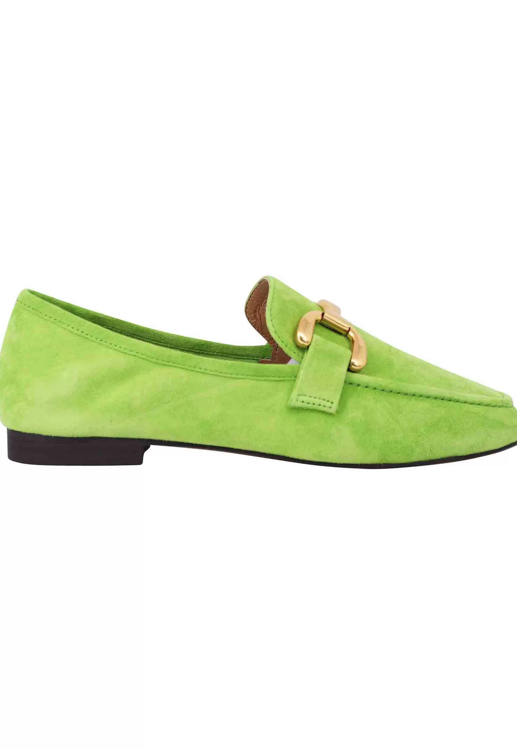 Mocassini Donna Zagreb In Camoscio Verde Con Morsetto In Oro*Bibi Lou Hot