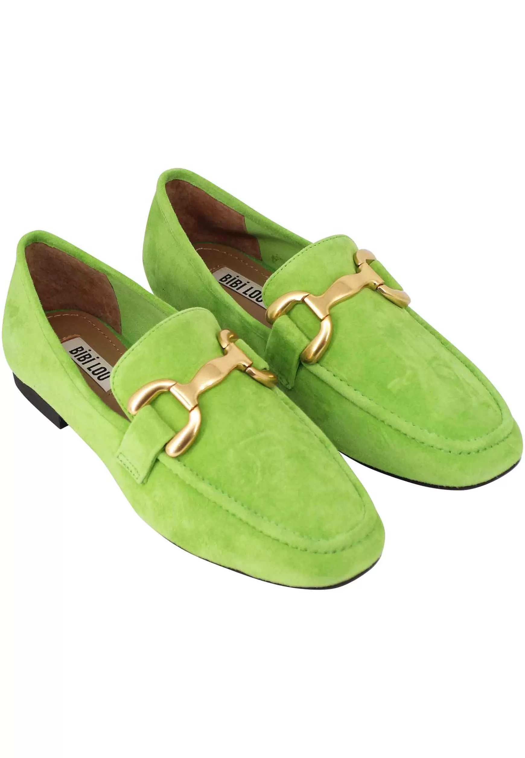Mocassini Donna Zagreb In Camoscio Verde Con Morsetto In Oro*Bibi Lou Hot