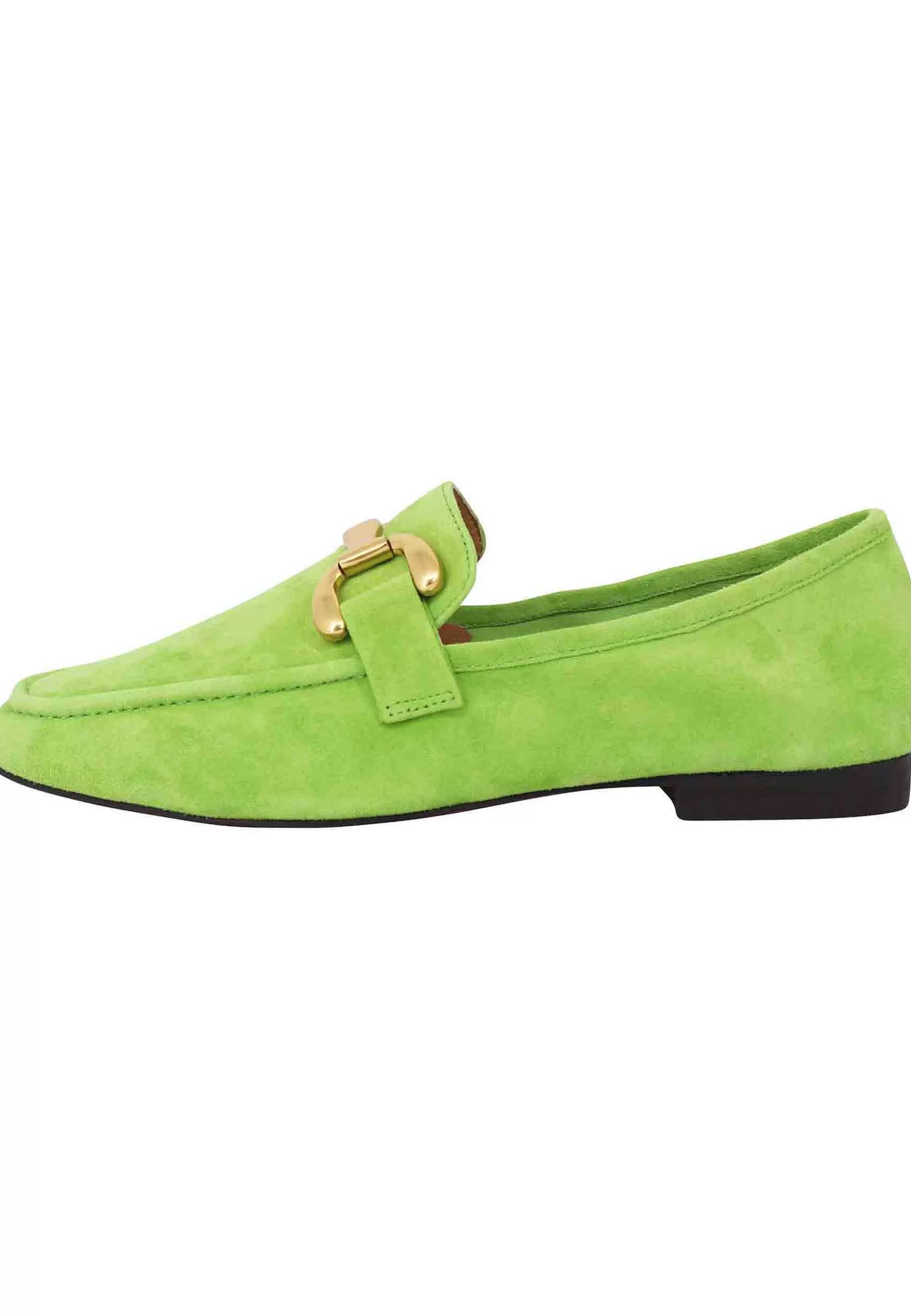 Mocassini Donna Zagreb In Camoscio Verde Con Morsetto In Oro*Bibi Lou Hot