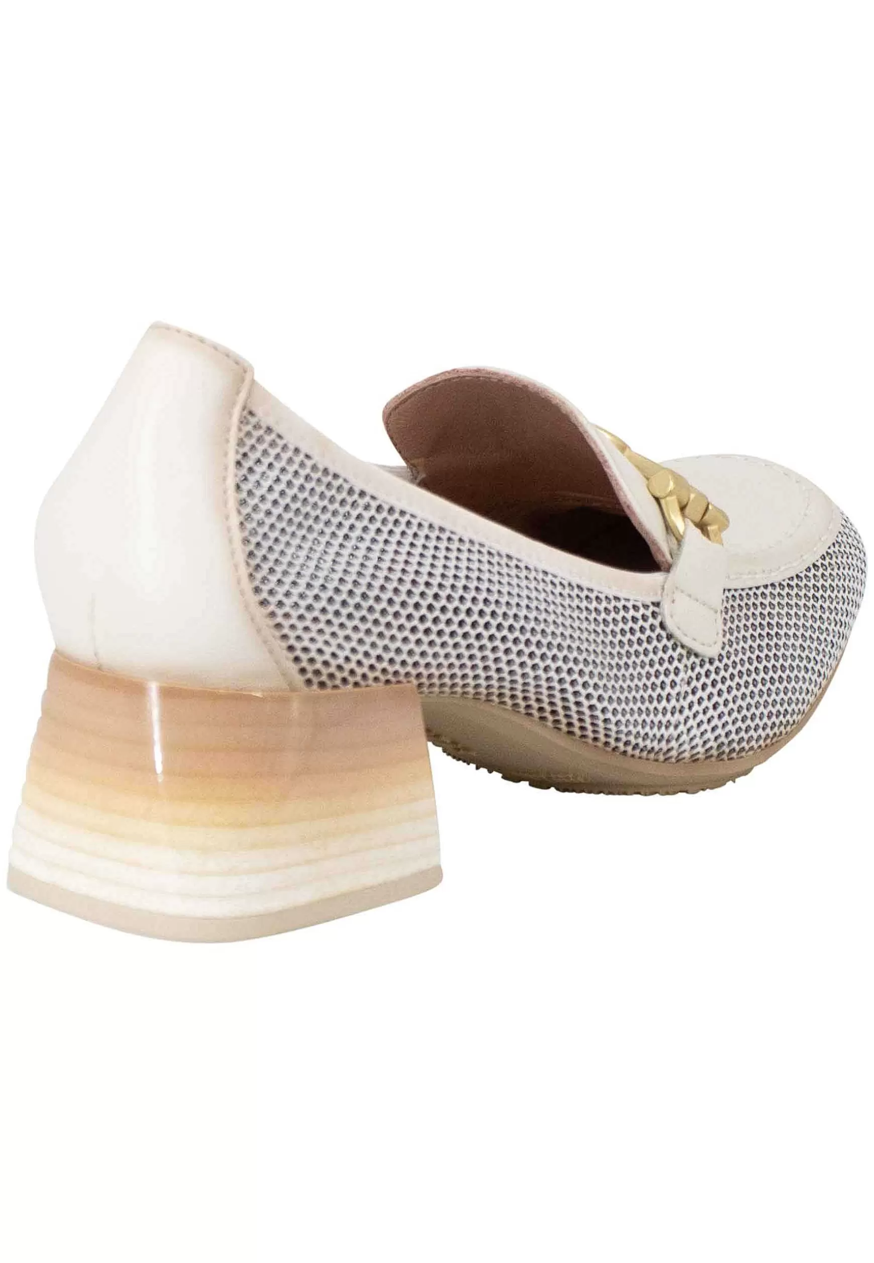 Mocassini Etna Donna In Pelle Panna E Tessuto Forato In Tinta Con Morsetto In Oro*Hispanitas Outlet