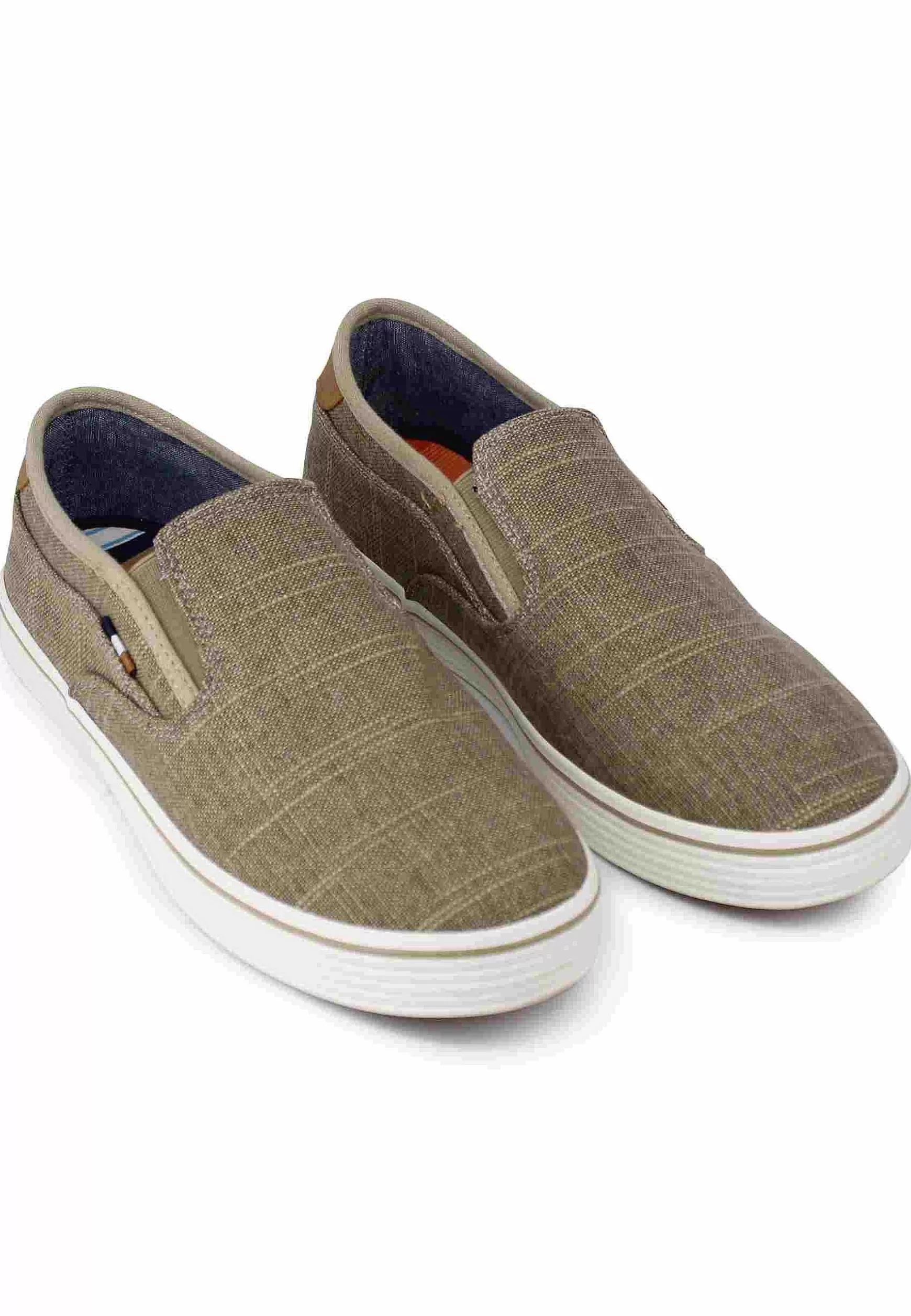 Mocassini Uomo Calypso Slip On In Tessuto Beige Con Suola In Gomma*Wrangler Best Sale