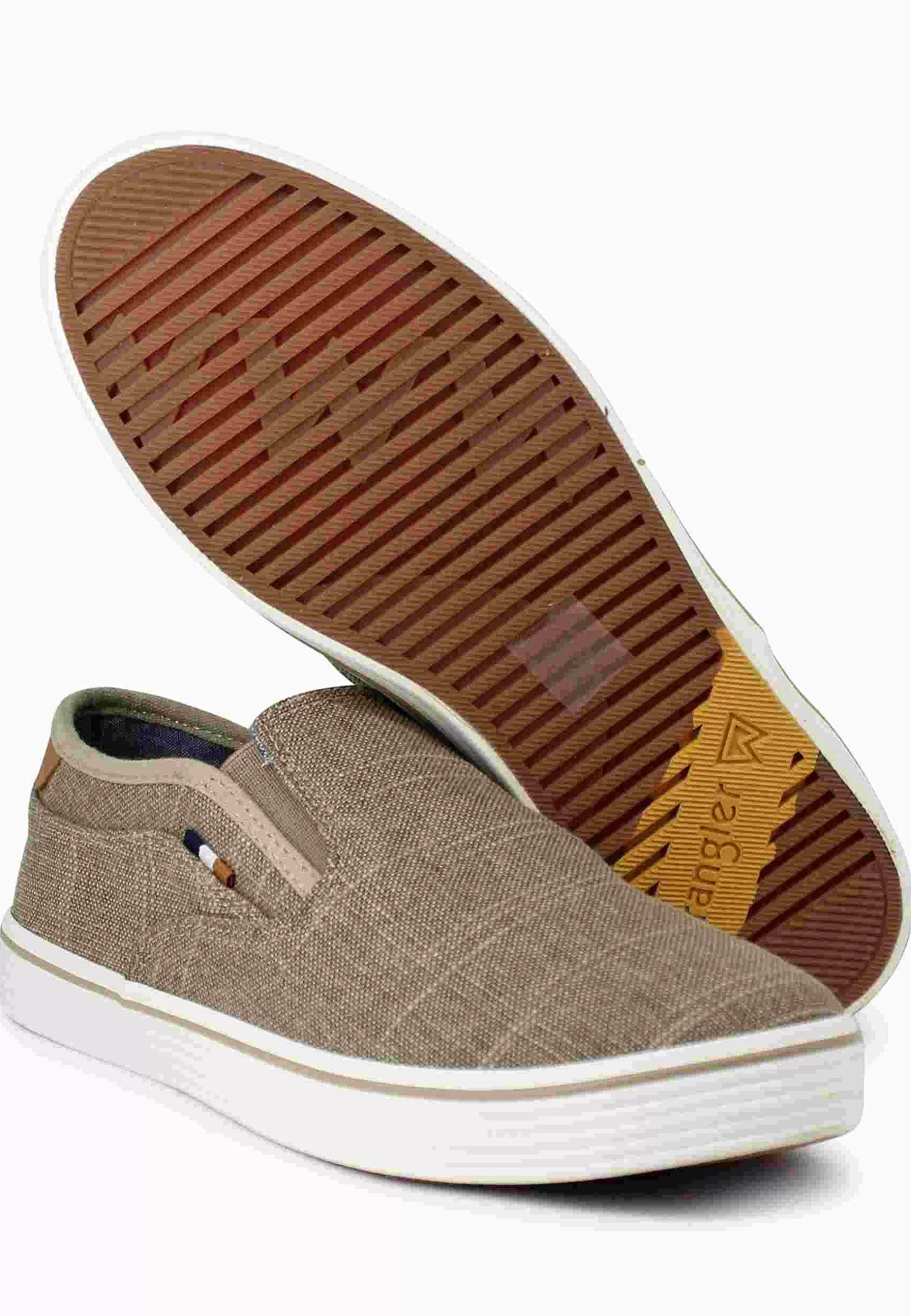 Mocassini Uomo Calypso Slip On In Tessuto Beige Con Suola In Gomma*Wrangler Best Sale