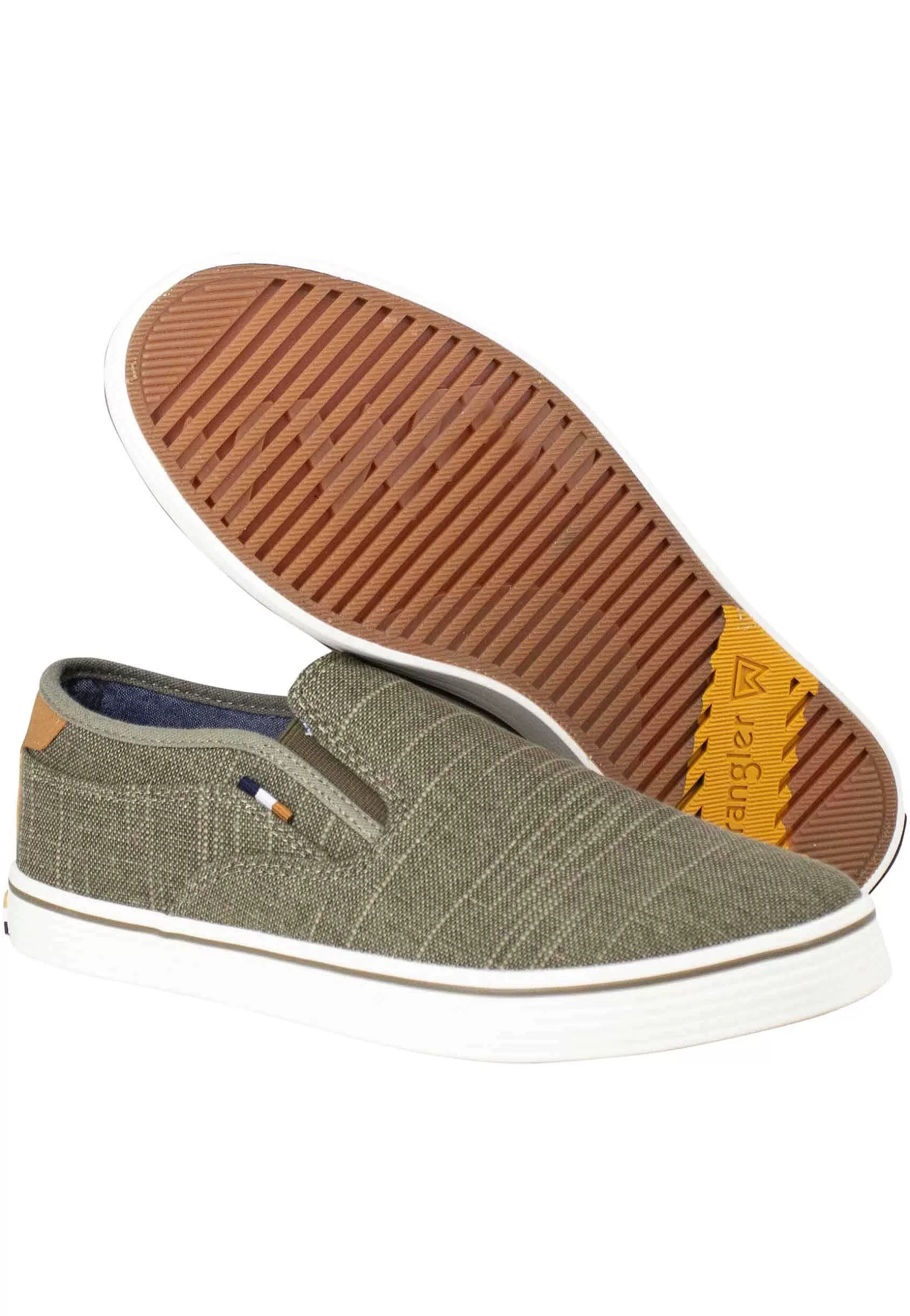 Mocassini Uomo Calypso Slip On In Tessuto Verde Con Suola In Gomma*Wrangler Clearance
